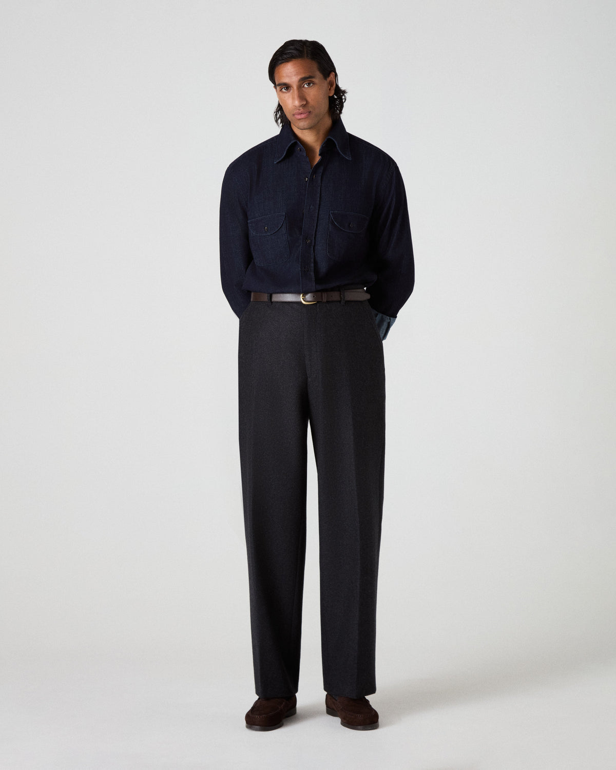 Alfredo Flannel Trousers - Charcoal Berg & Berg
