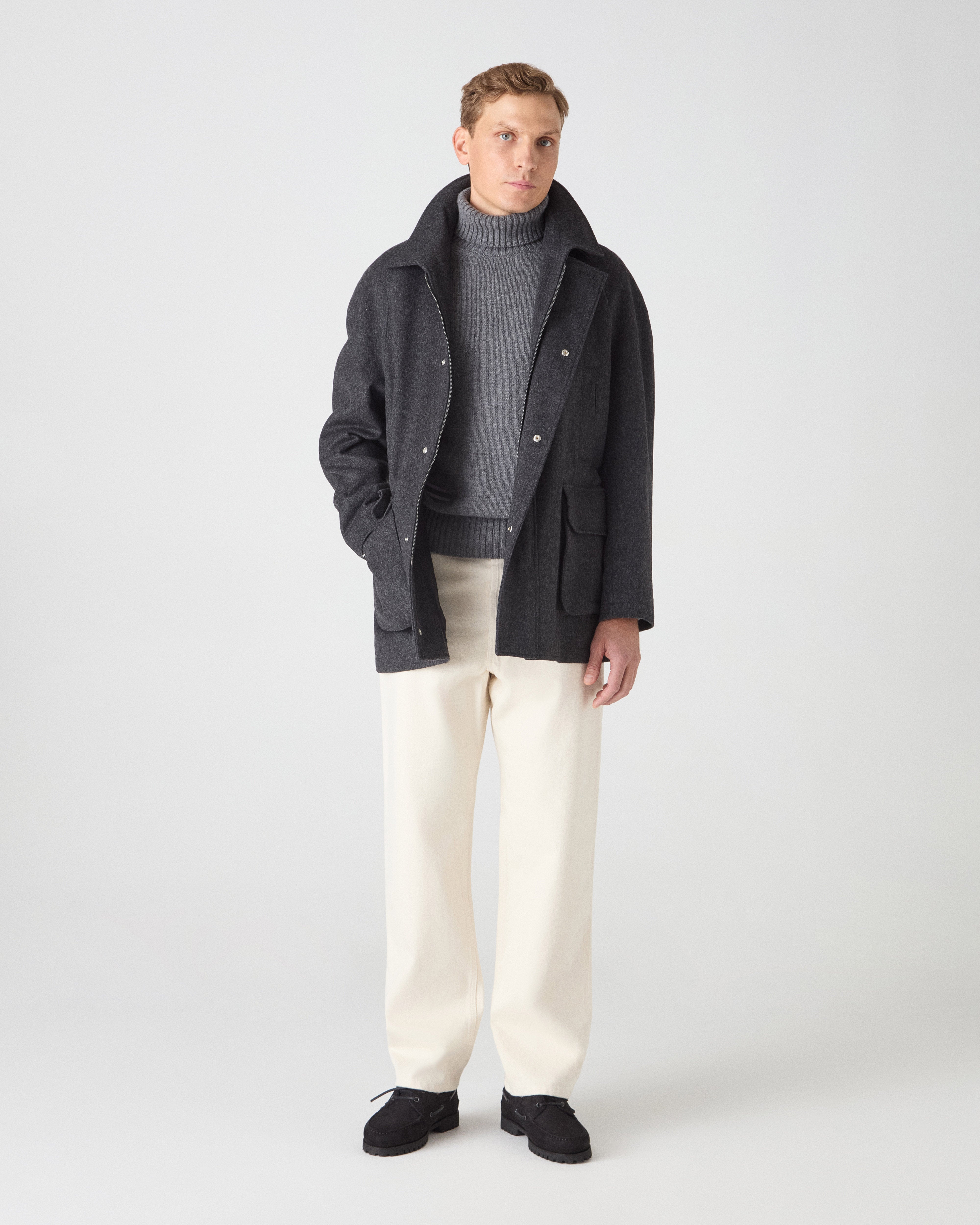 Nils Wool/Cashmere Raglan Jacket - Grey Berg & Berg