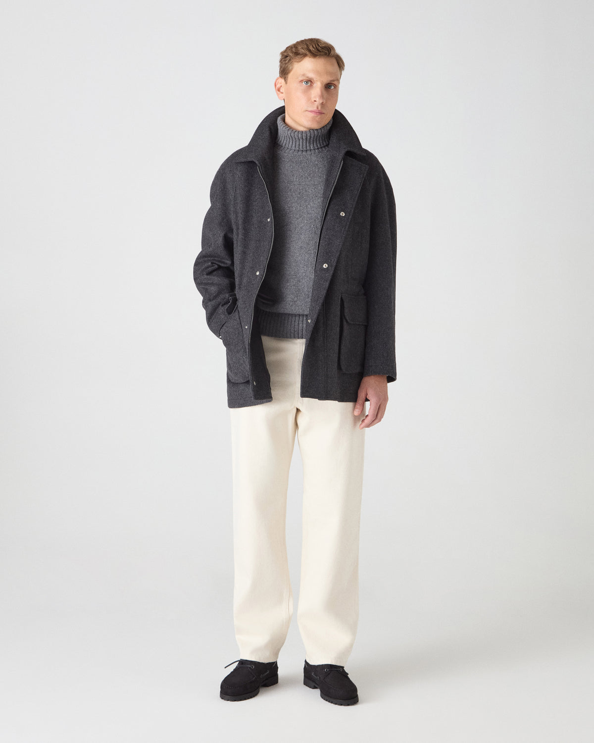 Nils Wool/Cashmere Raglan Jacket - Grey Berg & Berg