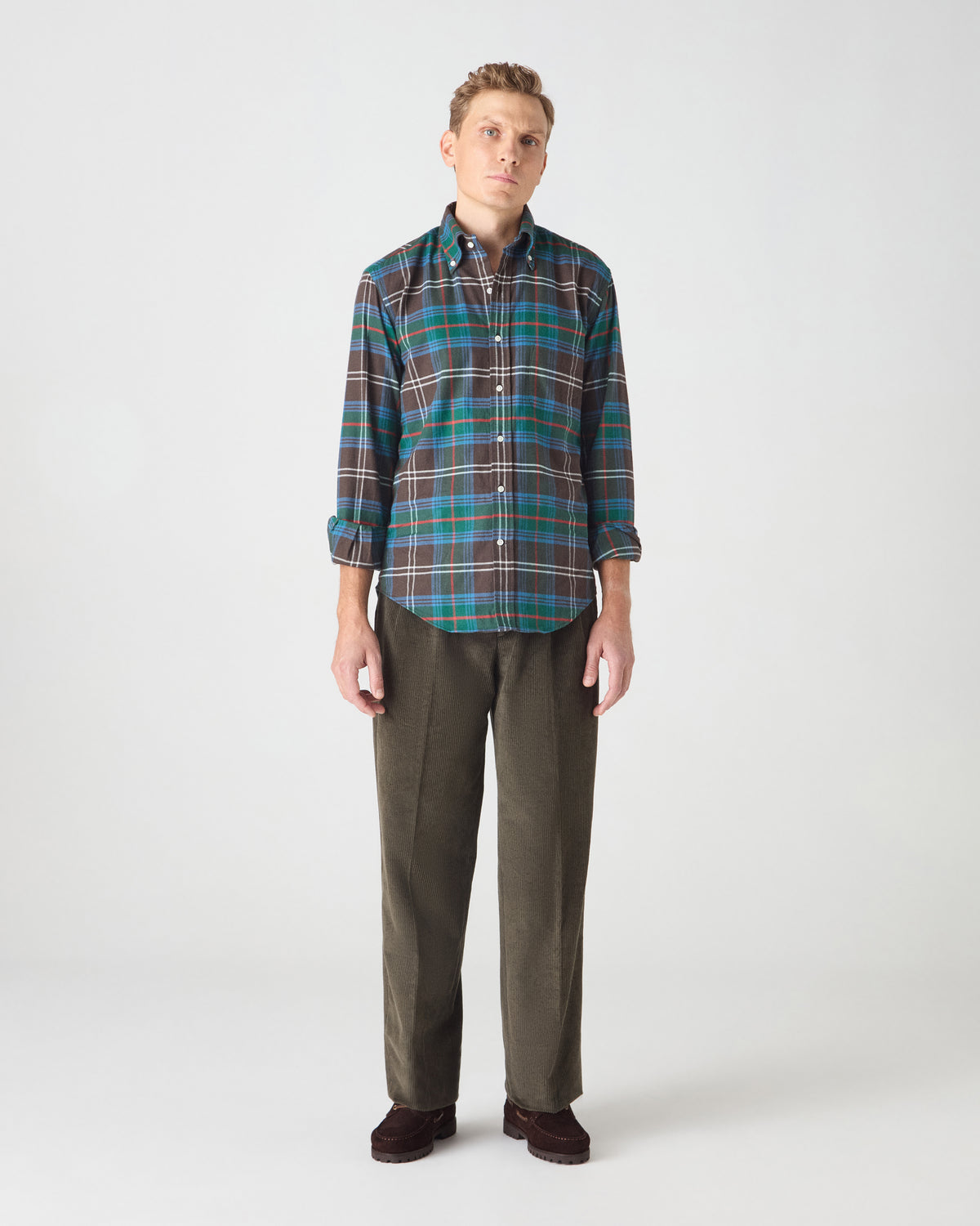 Ferdinand Brushed Twill Shirt - Multi Check Berg & Berg