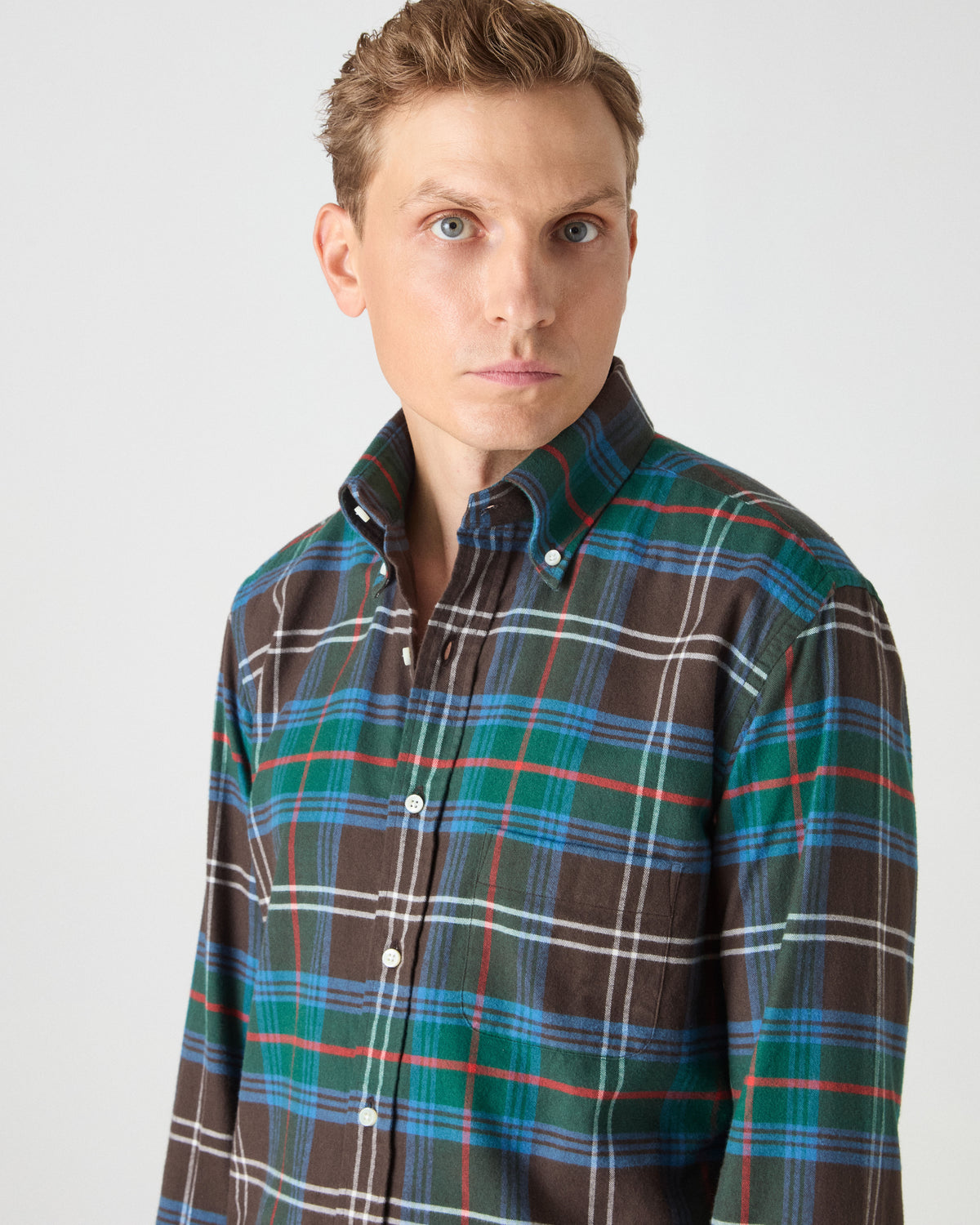 Ferdinand Brushed Twill Shirt - Multi Check Berg & Berg