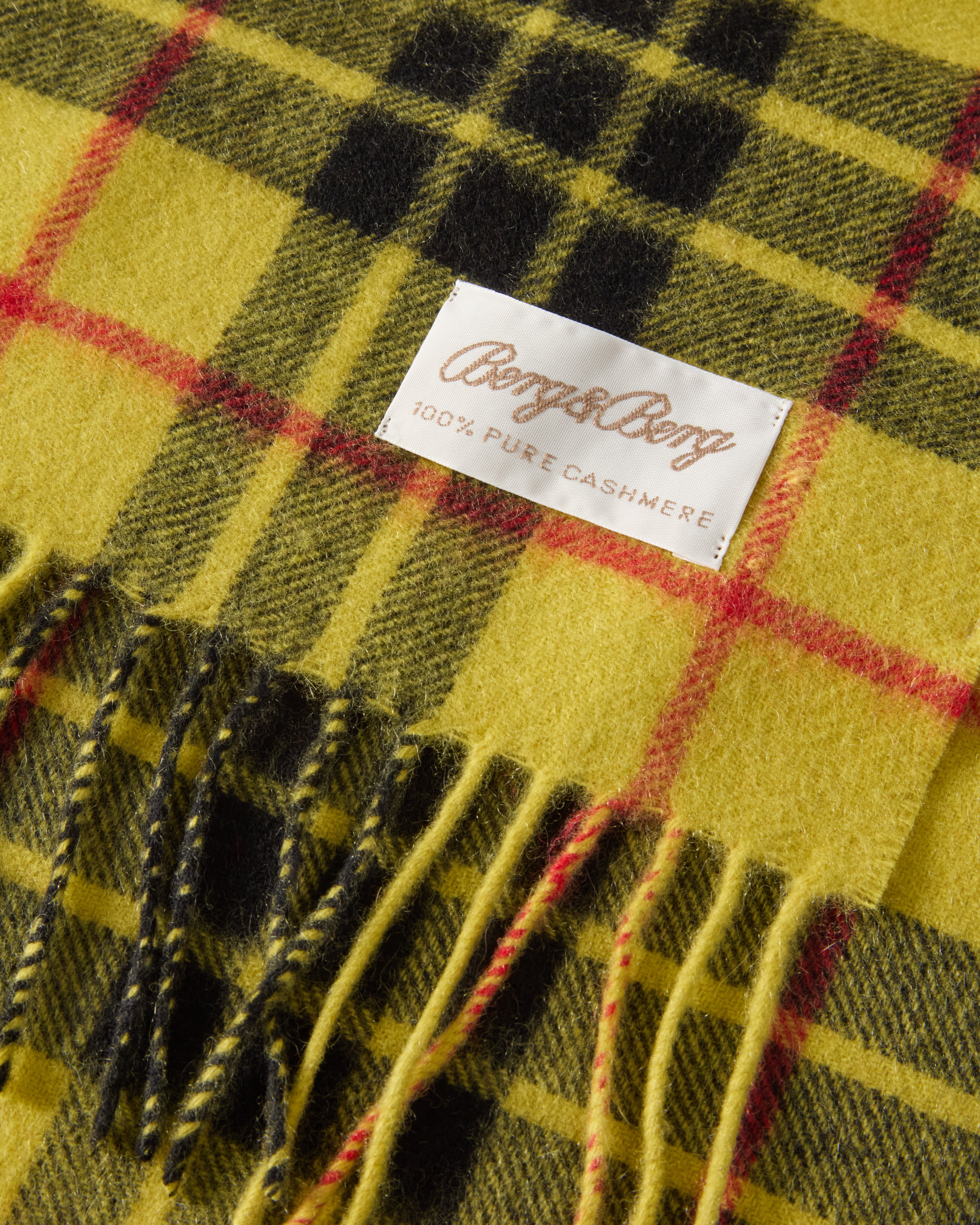 Cashmere Scarf - Yellow Check Berg & Berg