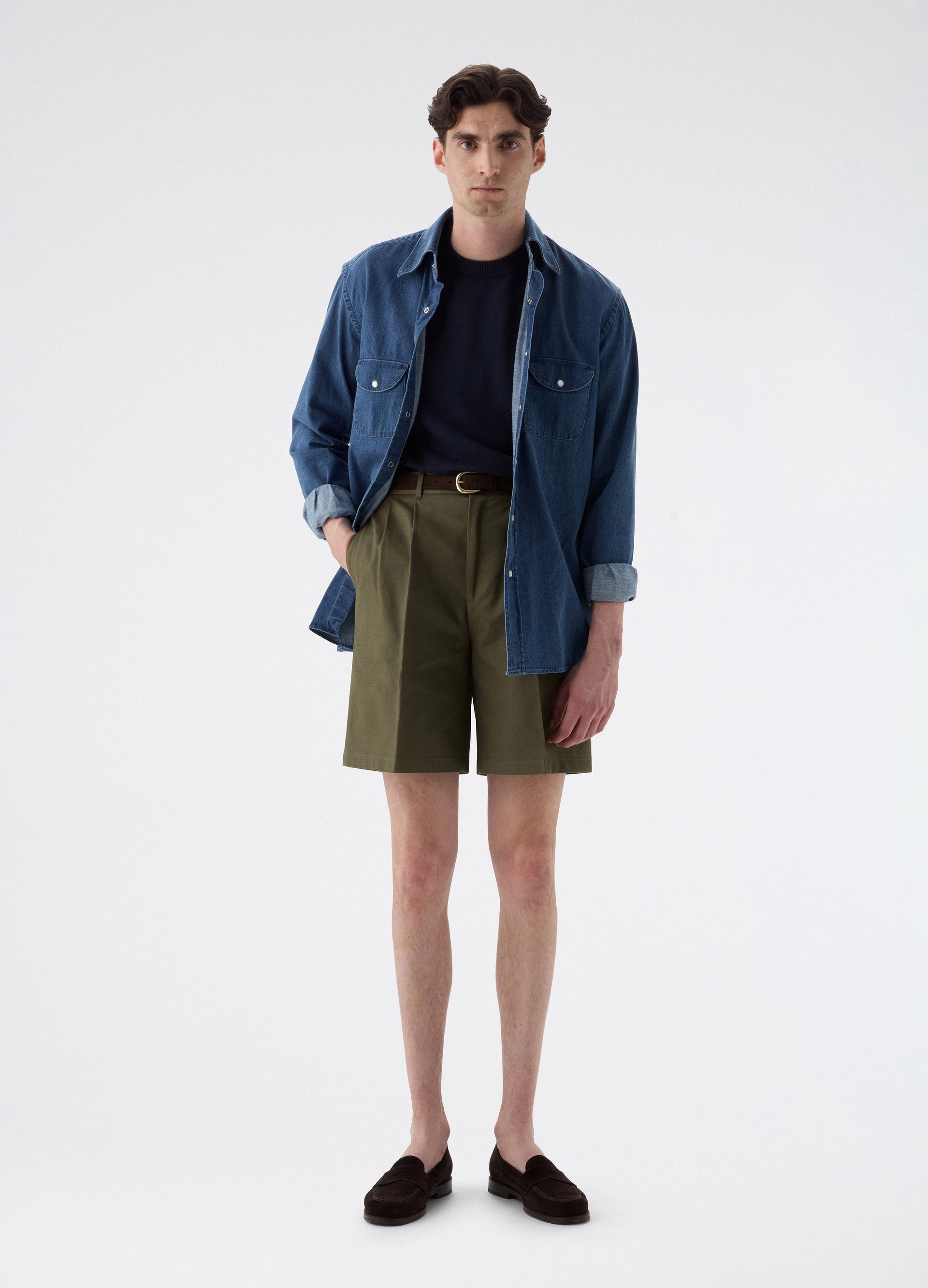 Antonello Cotton Shorts - Olive