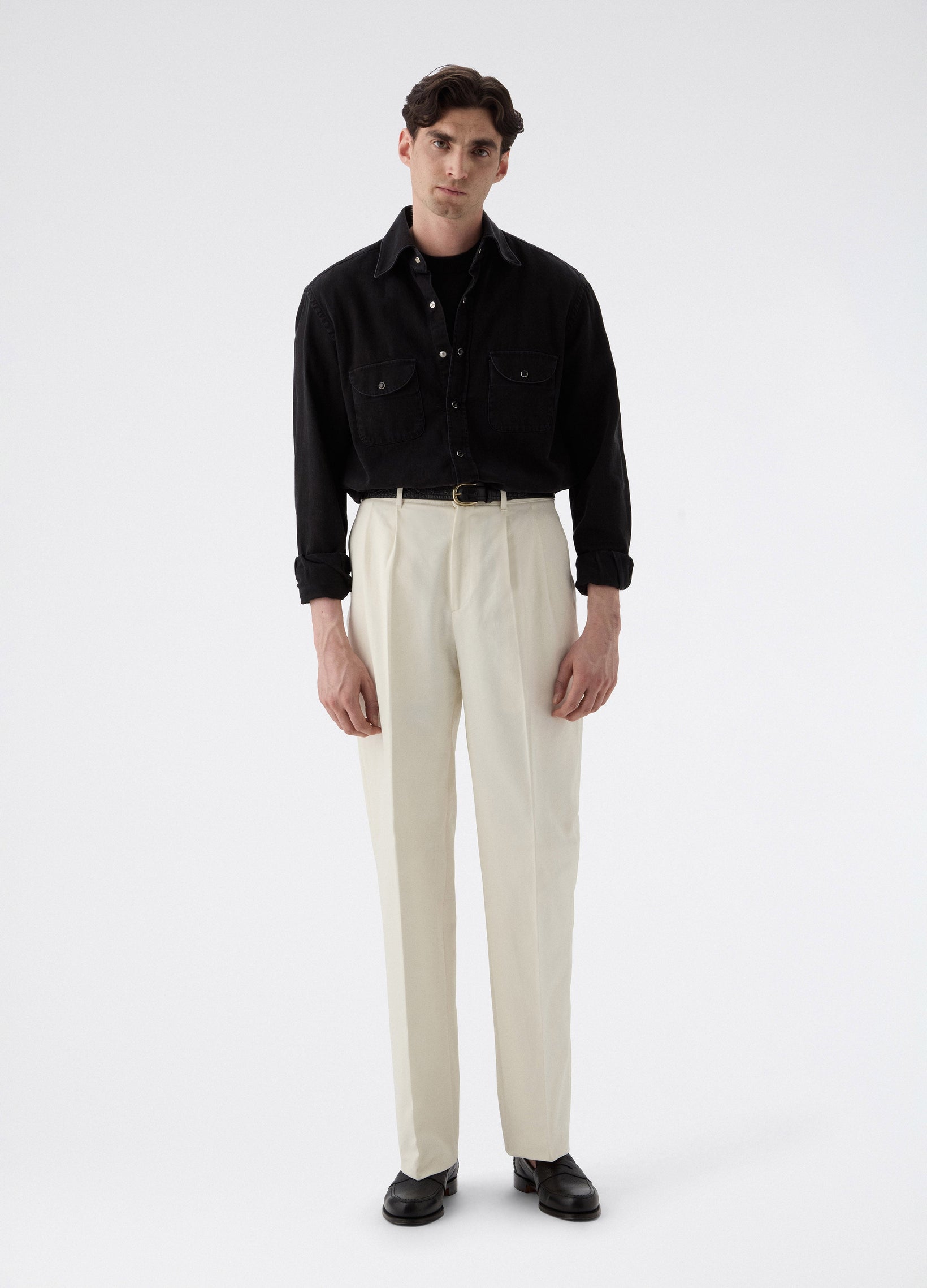 Antonello Cotton Trousers - Ecru | Berg & Berg