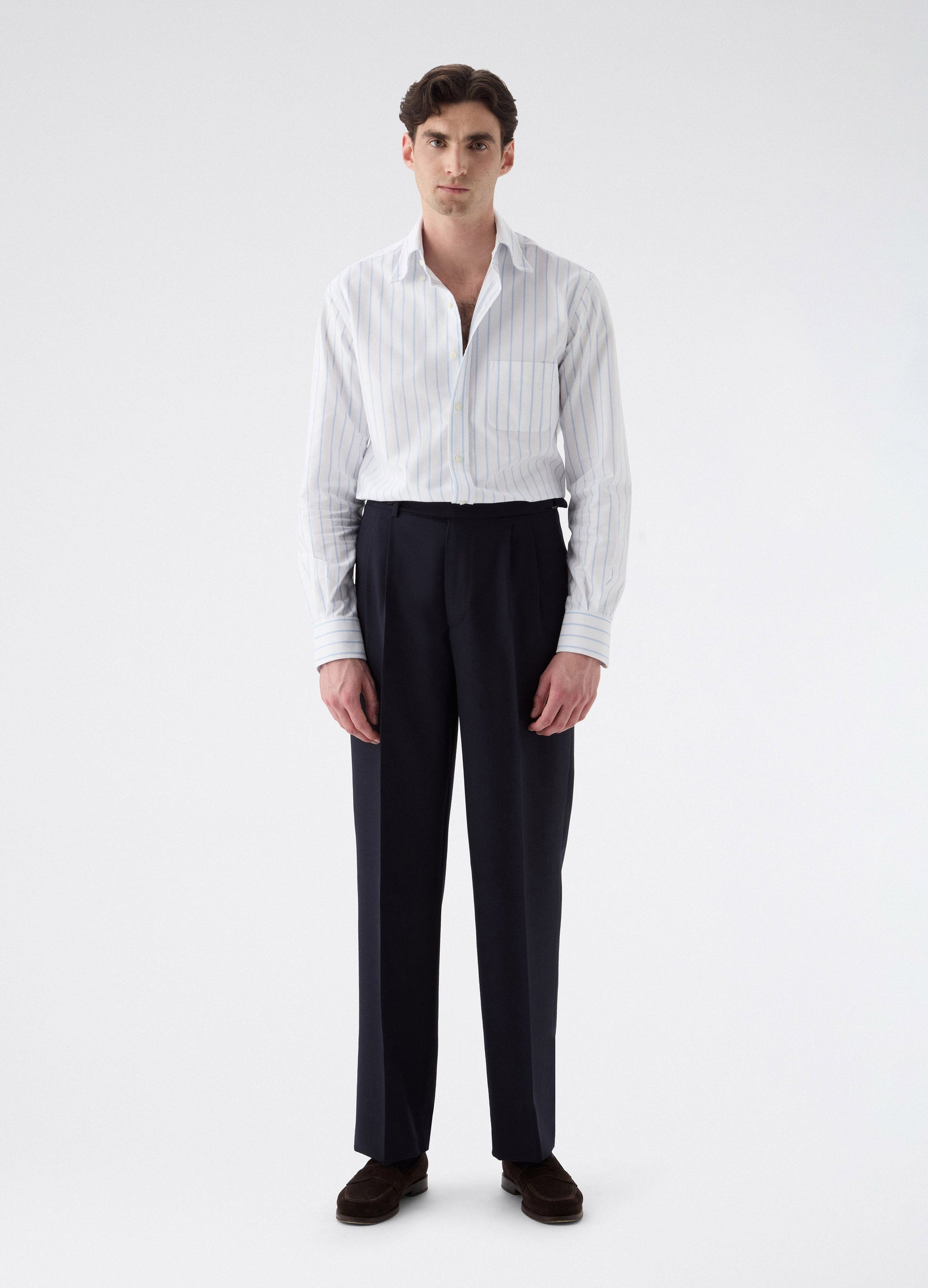 August High Twist Wool Trousers - Navy | Berg & Berg
