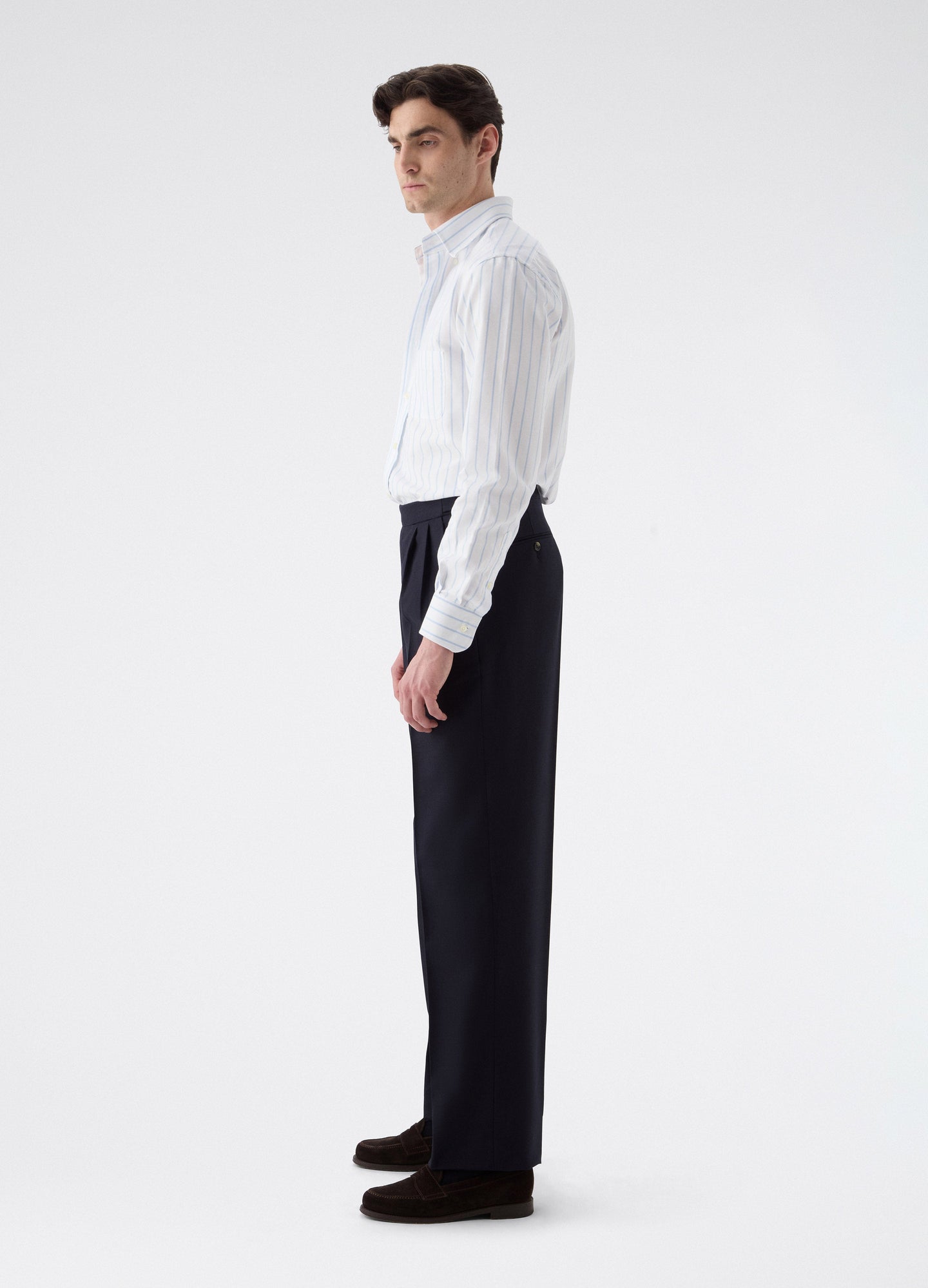 August High Twist Wool Trousers - Navy Berg & Berg