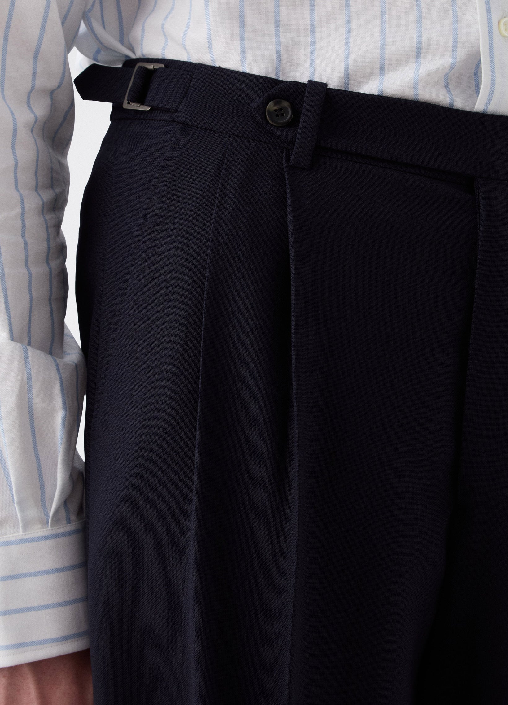 August High Twist Wool Trousers - Navy | Berg & Berg