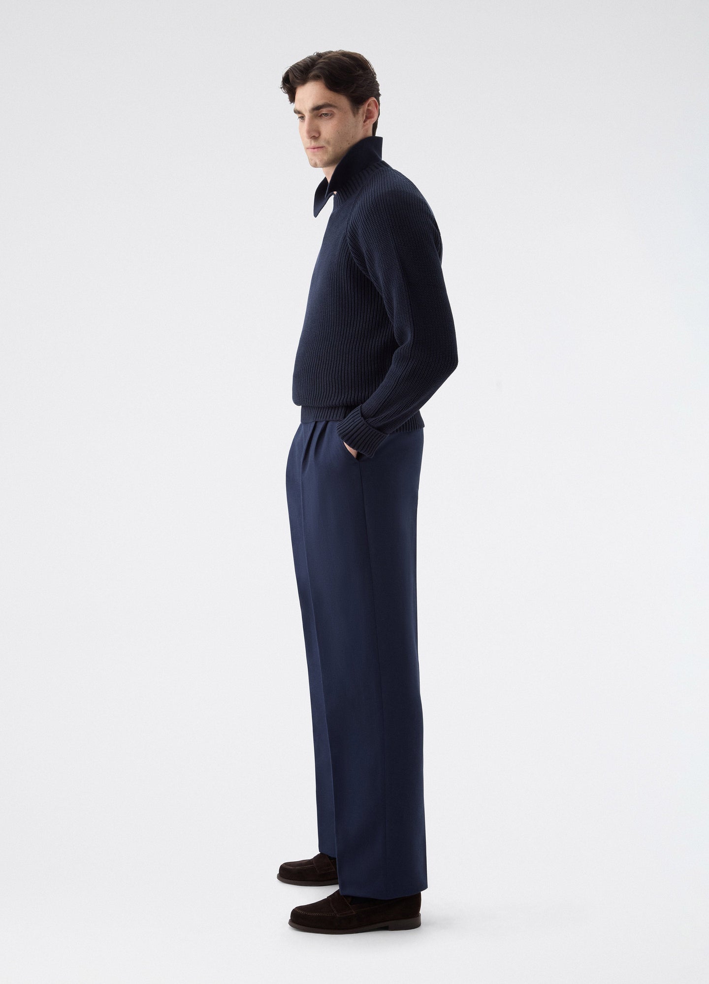 August Wool/Linen Trousers - Navy Berg & Berg