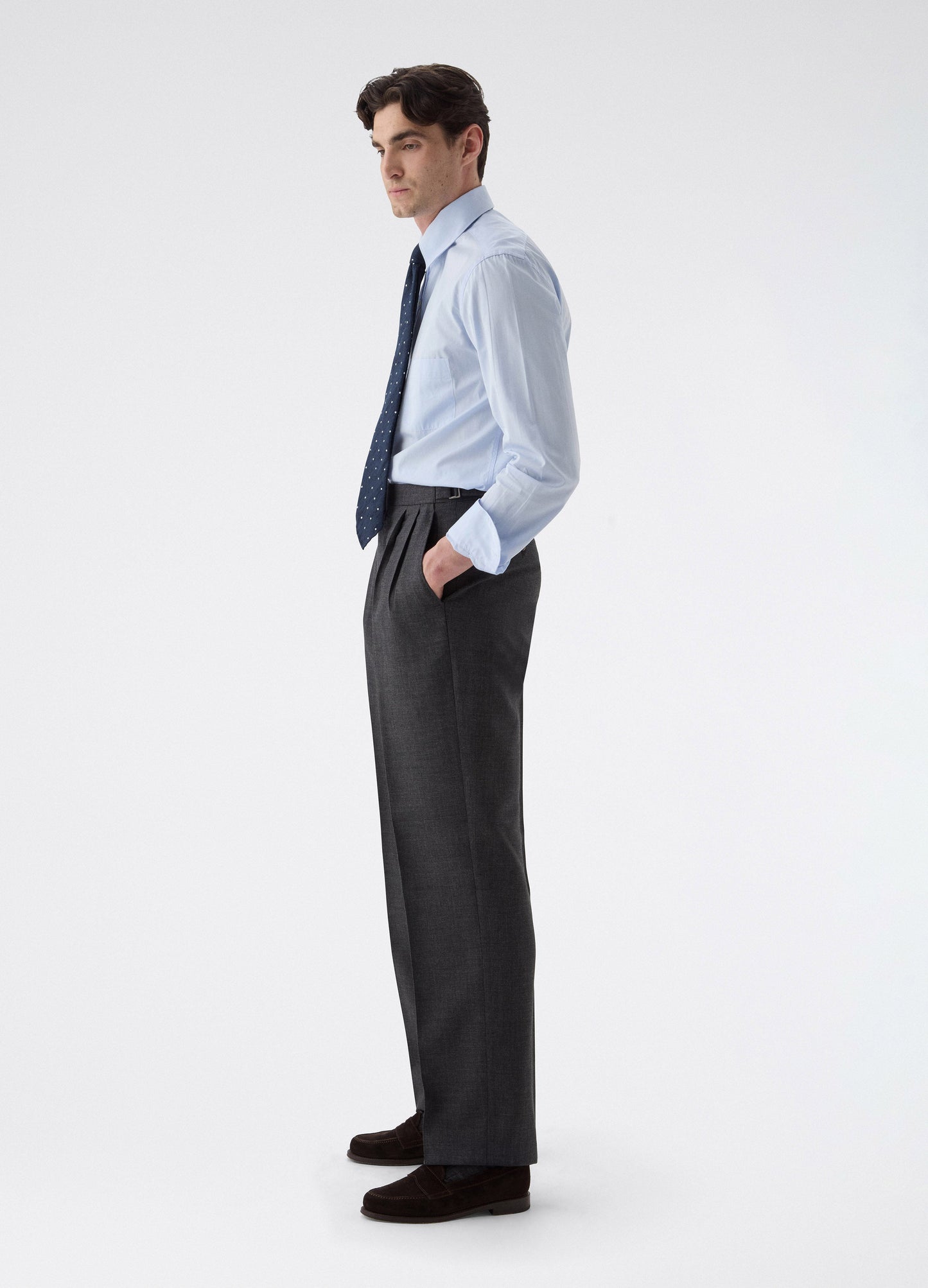August High Twist Wool Trousers - Mid Grey | Berg & Berg