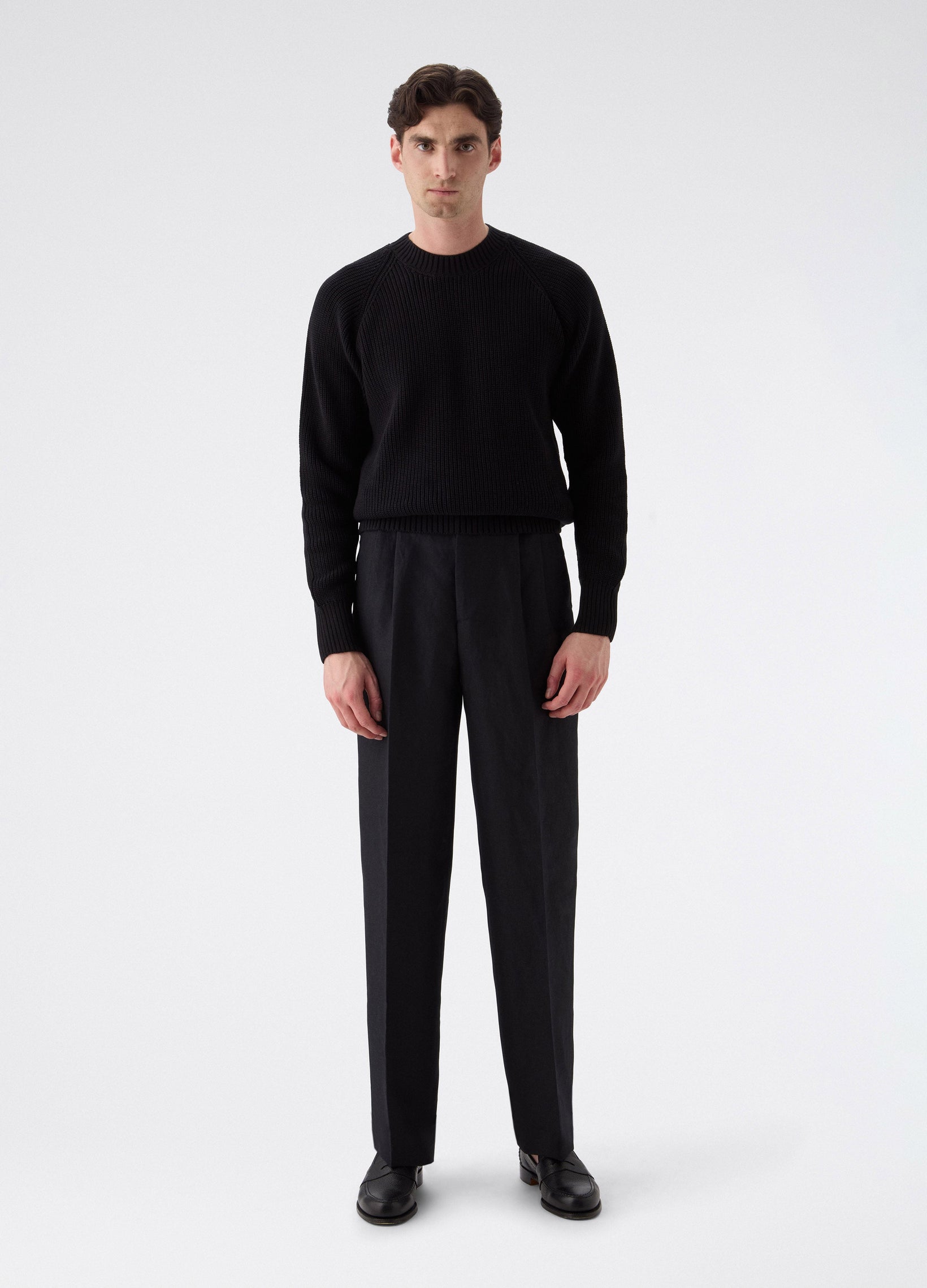 August Wool/Linen Trousers - Black | Berg & Berg