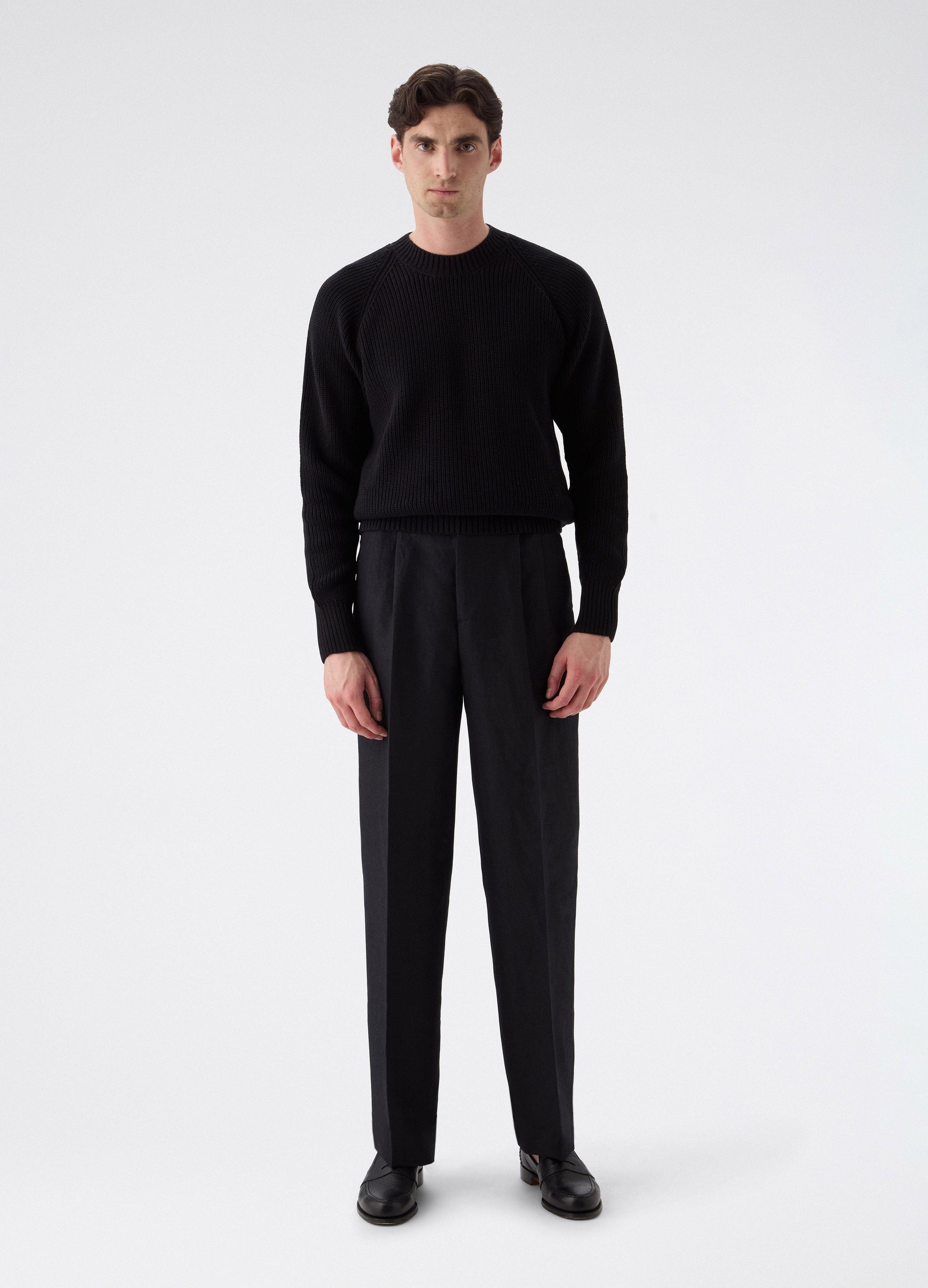 August Wool/Linen Trousers - Black | Berg & Berg