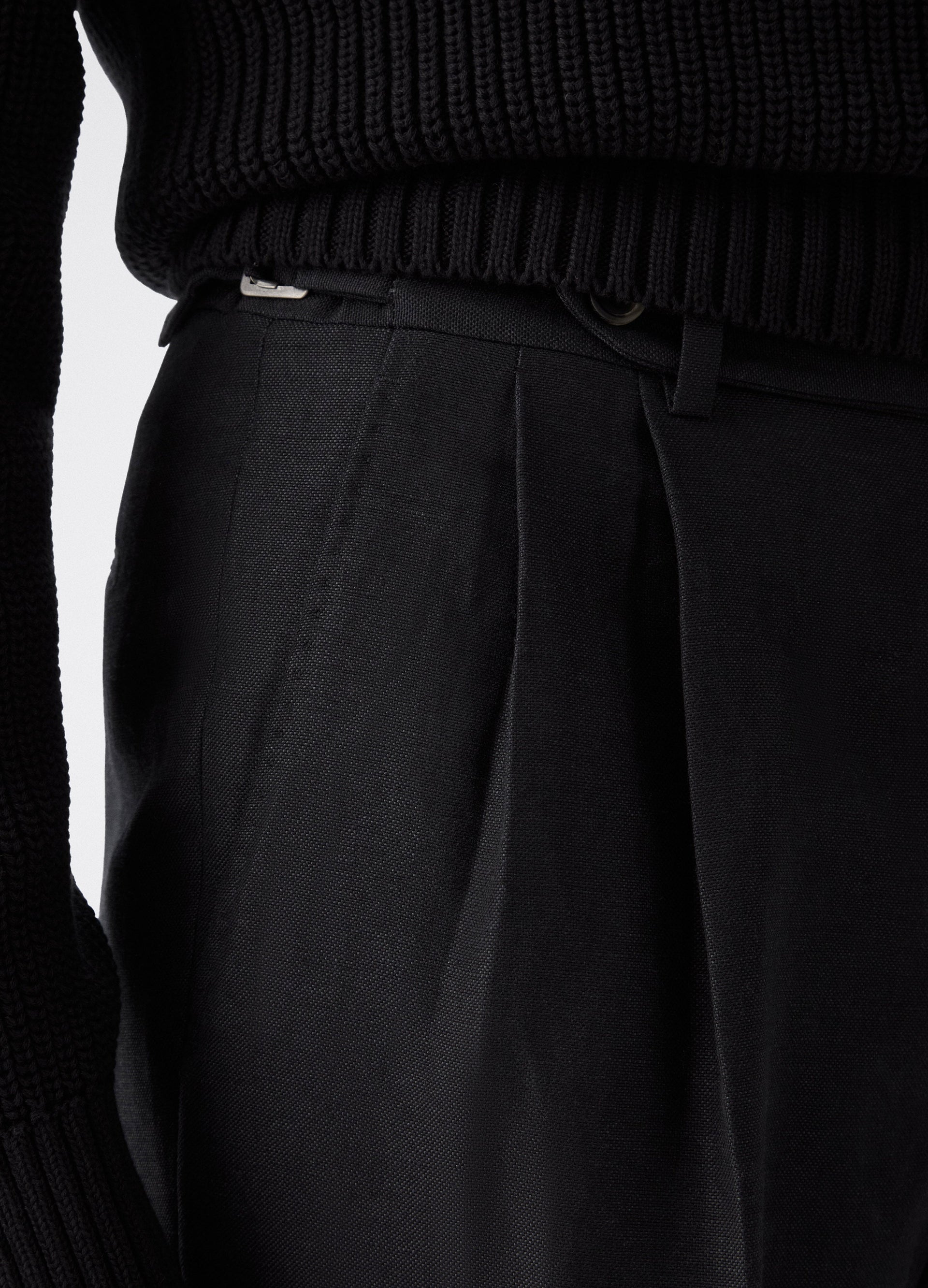 August Wool/Linen Trousers - Black | Berg & Berg