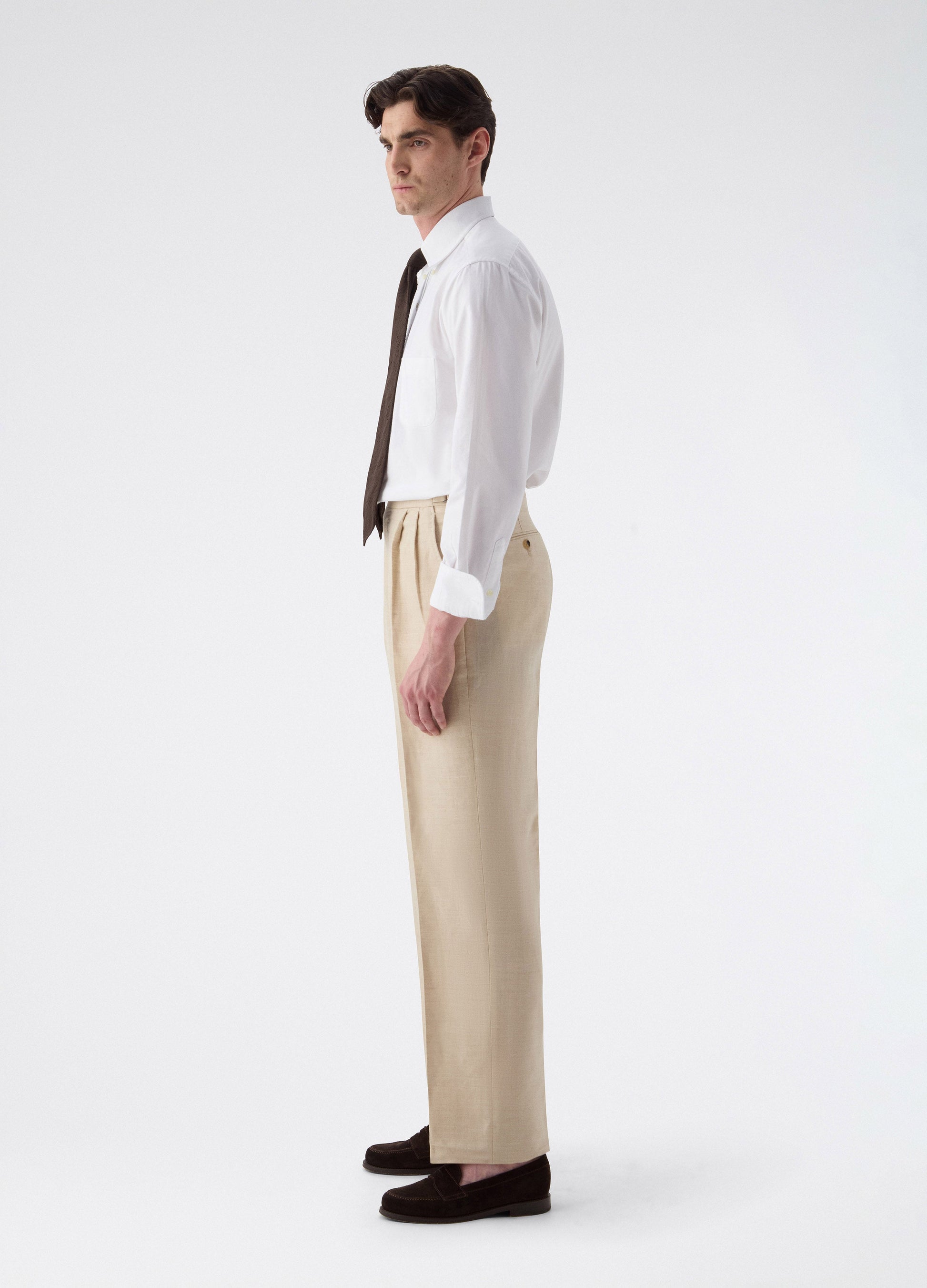 August Wool/Linen Trousers - Sand | Berg & Berg