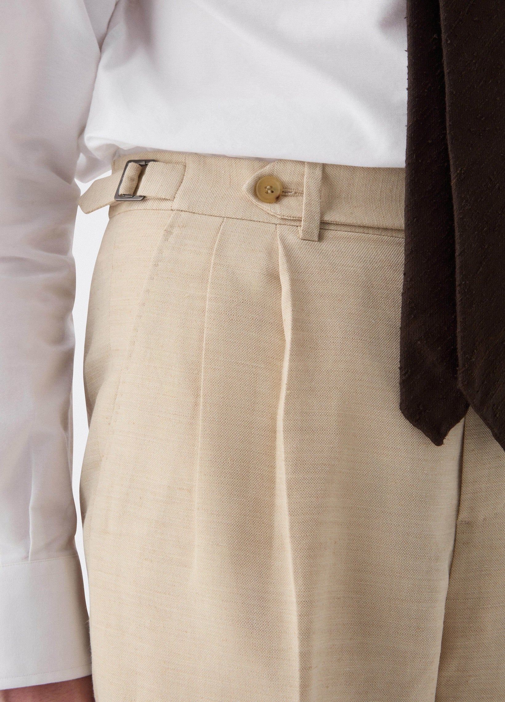 August Wool/Linen Trousers - Sand | Berg & Berg