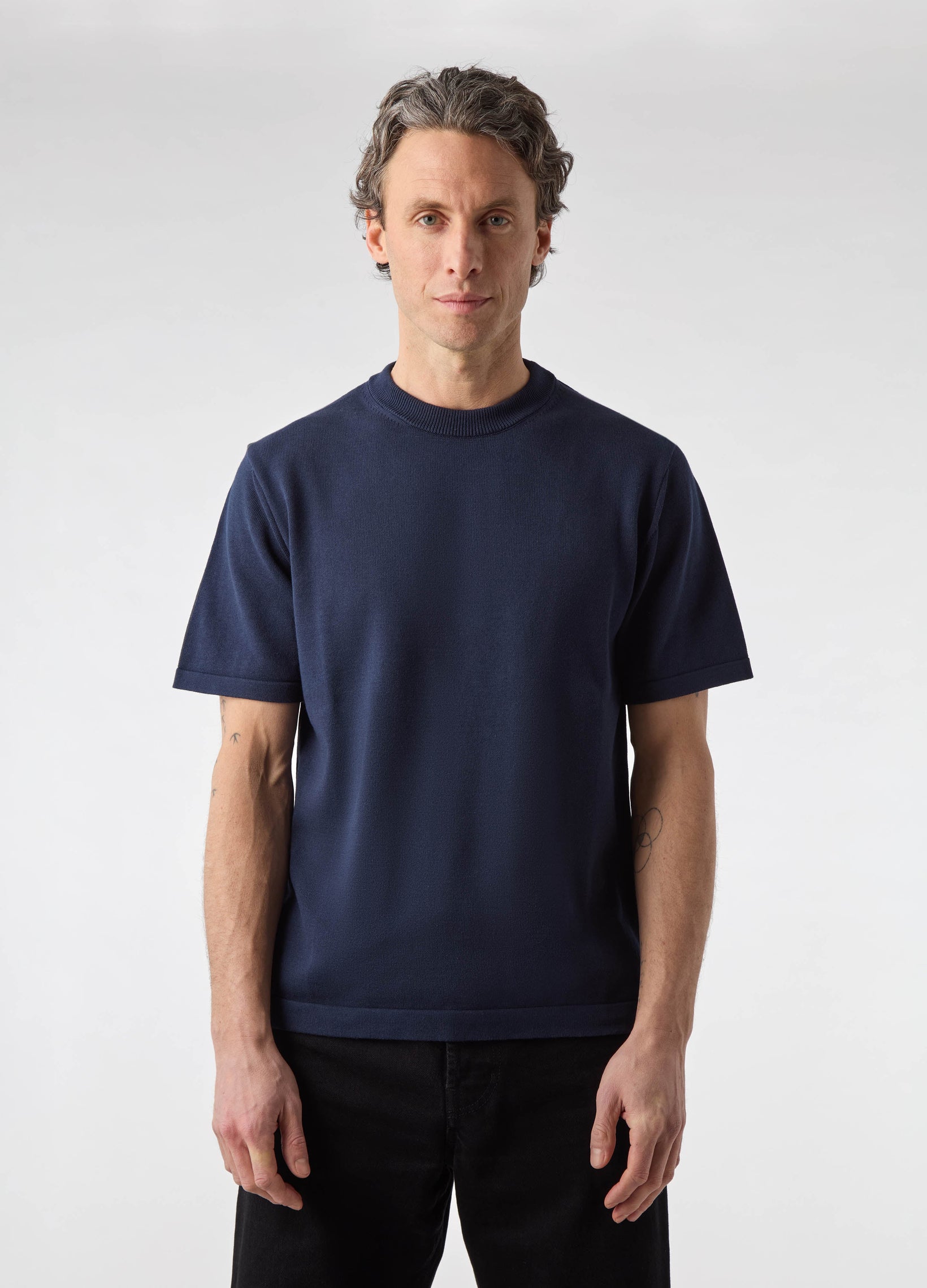 Bo Knitted T-Shirt - Navy | Berg & Berg