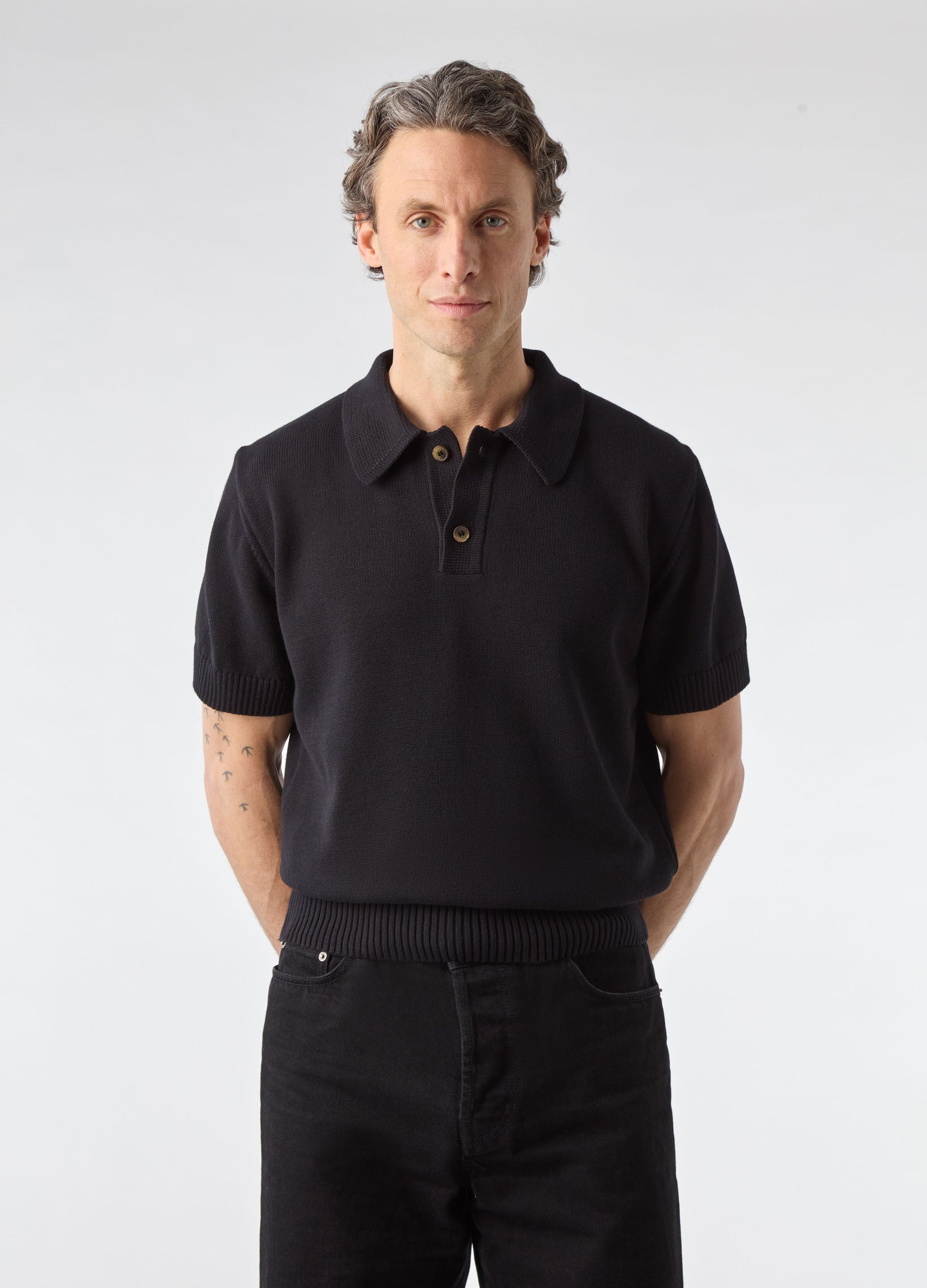 Bror Knitted Polo - Black | Berg & Berg