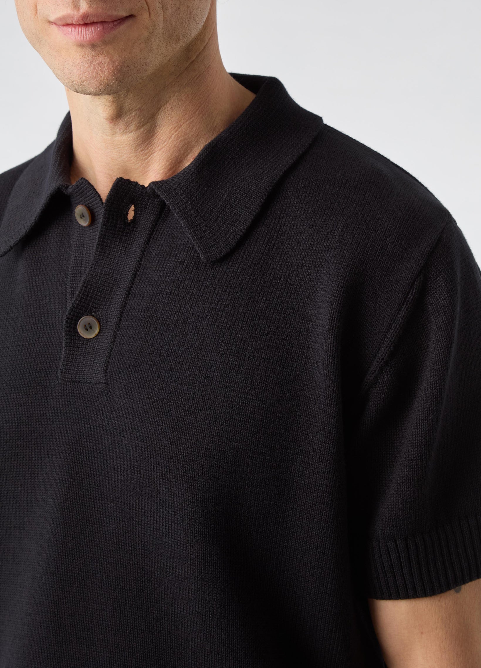 Bror Knitted Polo - Black | Berg & Berg
