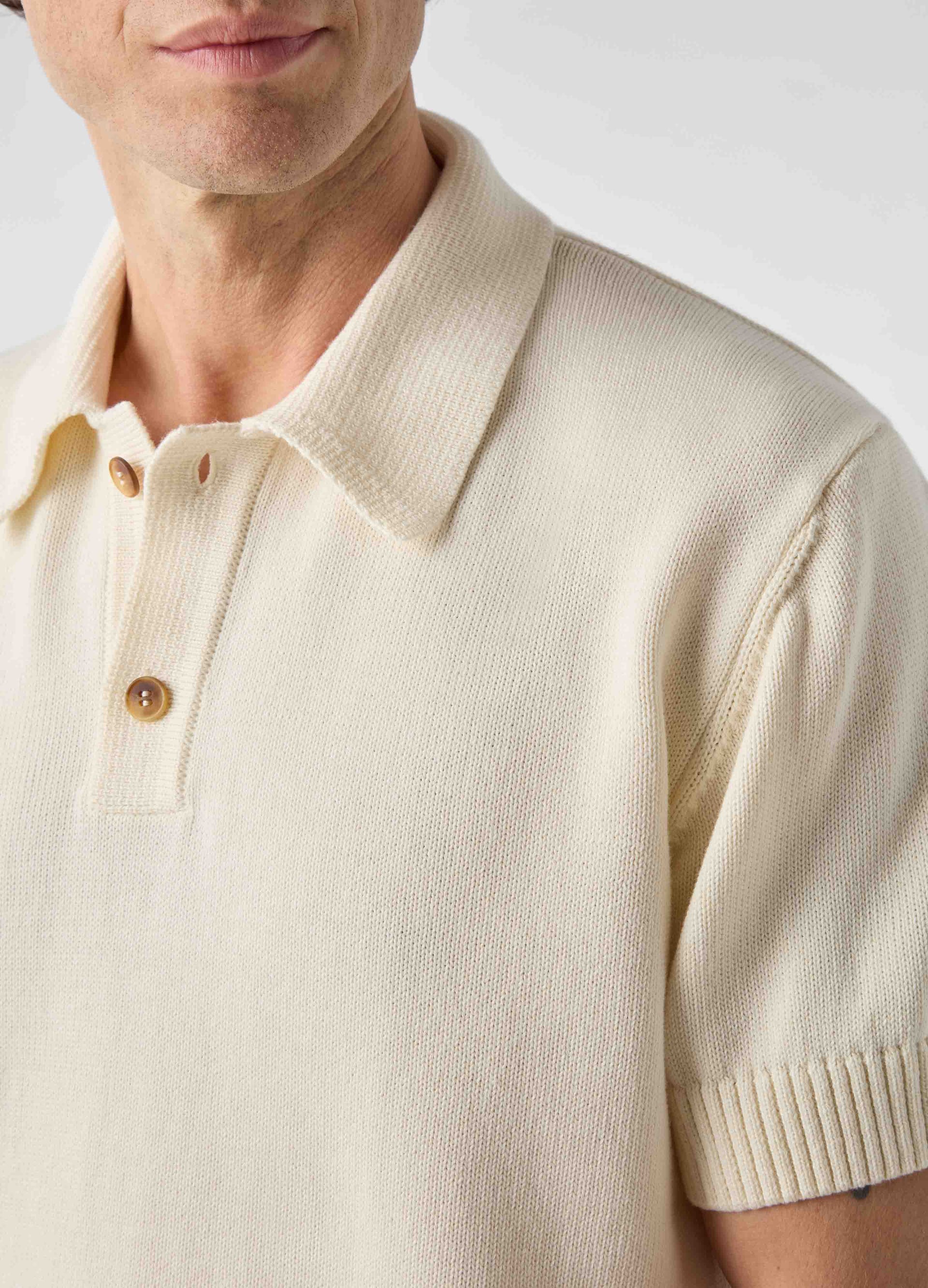 Bror Knitted Polo - Off White | Berg & Berg