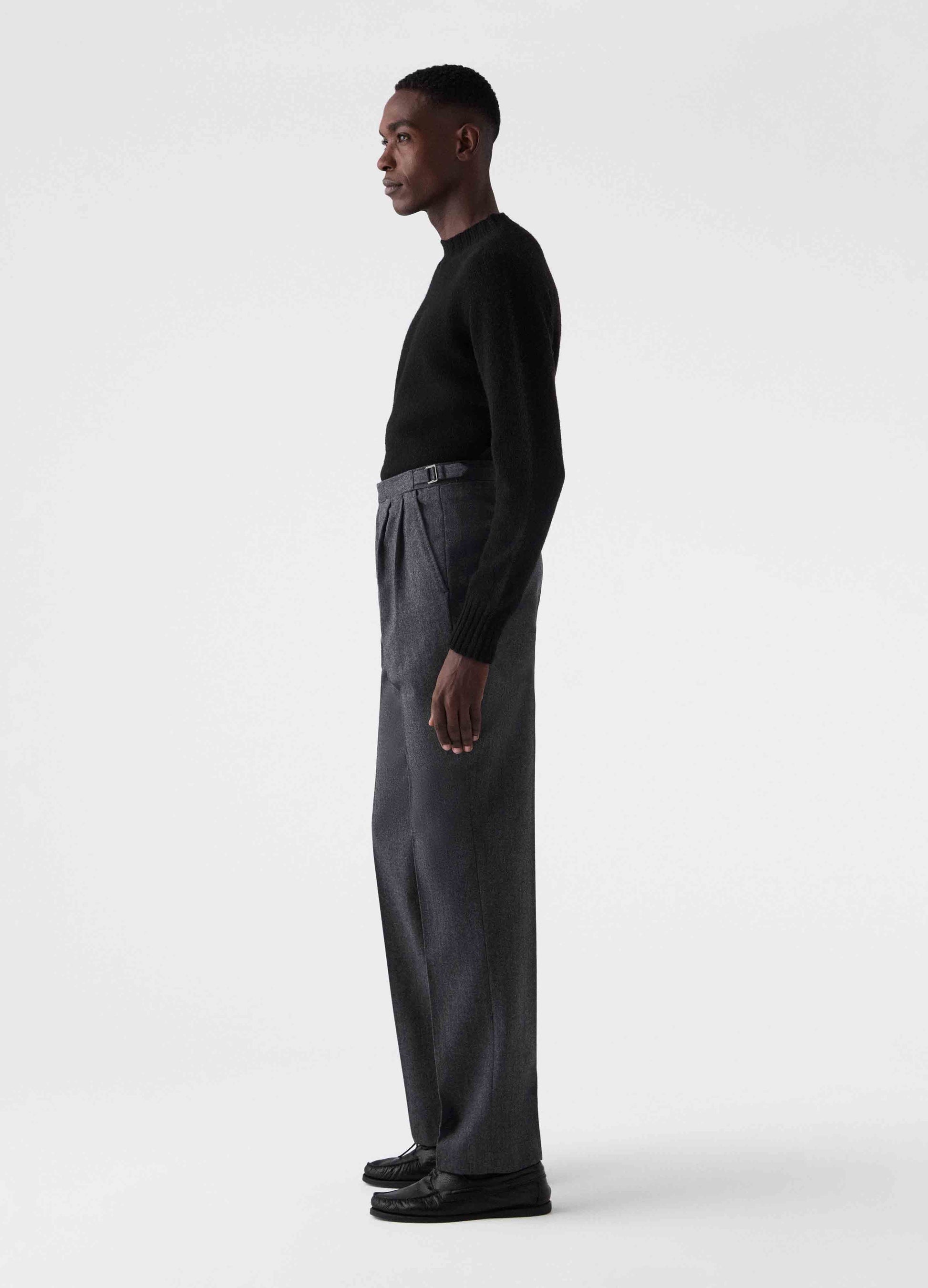 Antonio Herringbone Wool Trousers - Mid Grey Berg & Berg