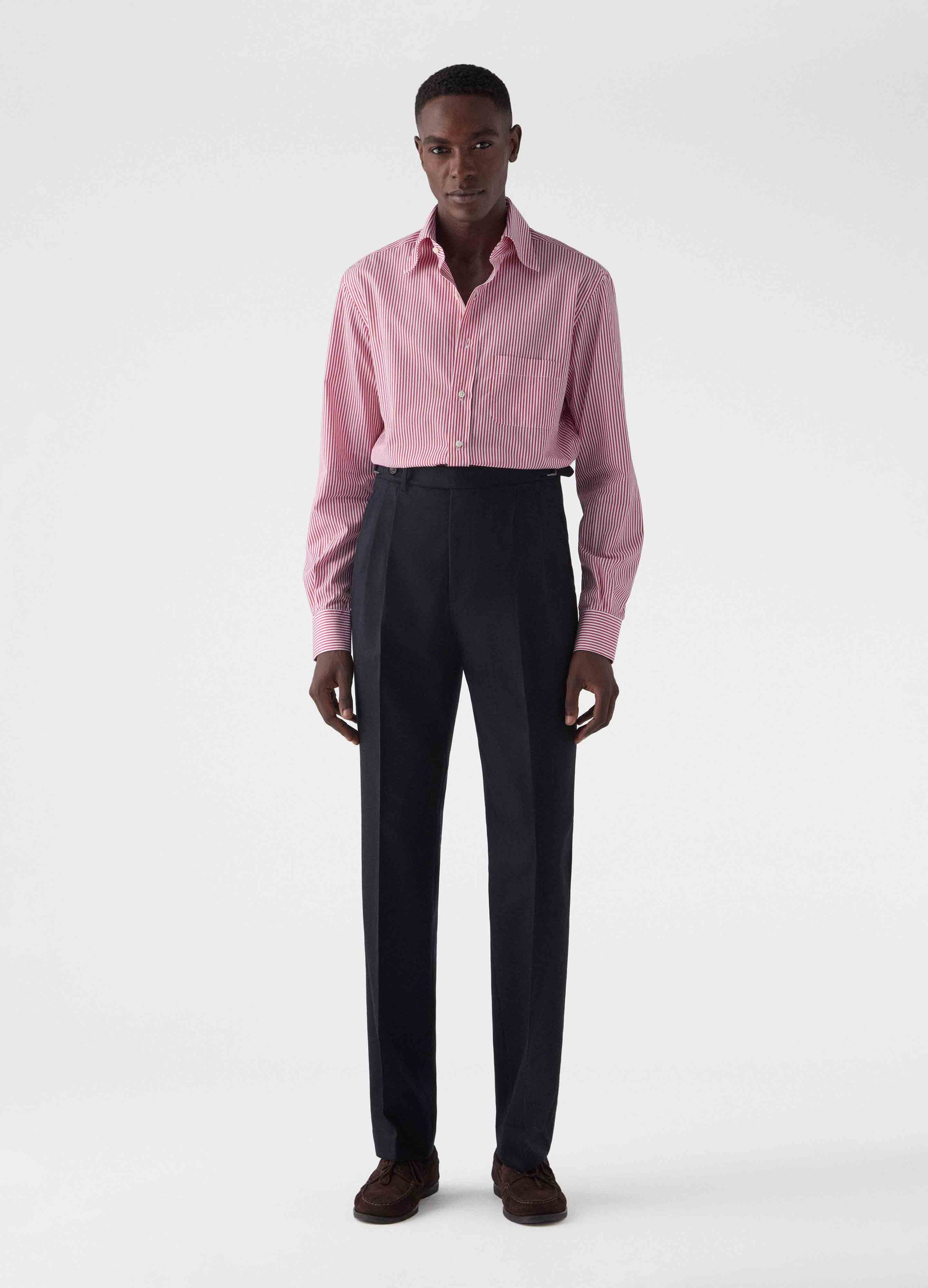 Antonio Herringbone Wool Trousers - Navy Berg & Berg