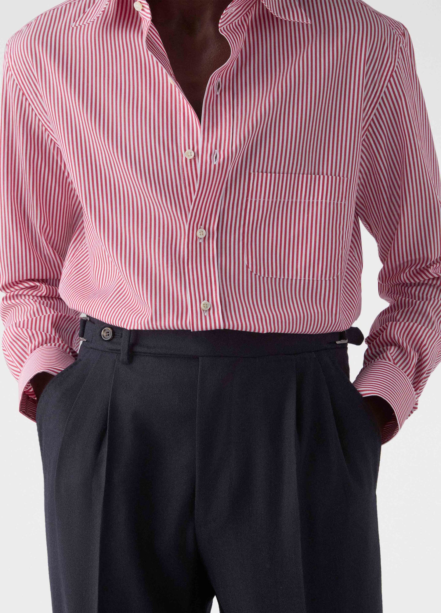 Antonio Herringbone Wool Trousers - Navy Berg & Berg