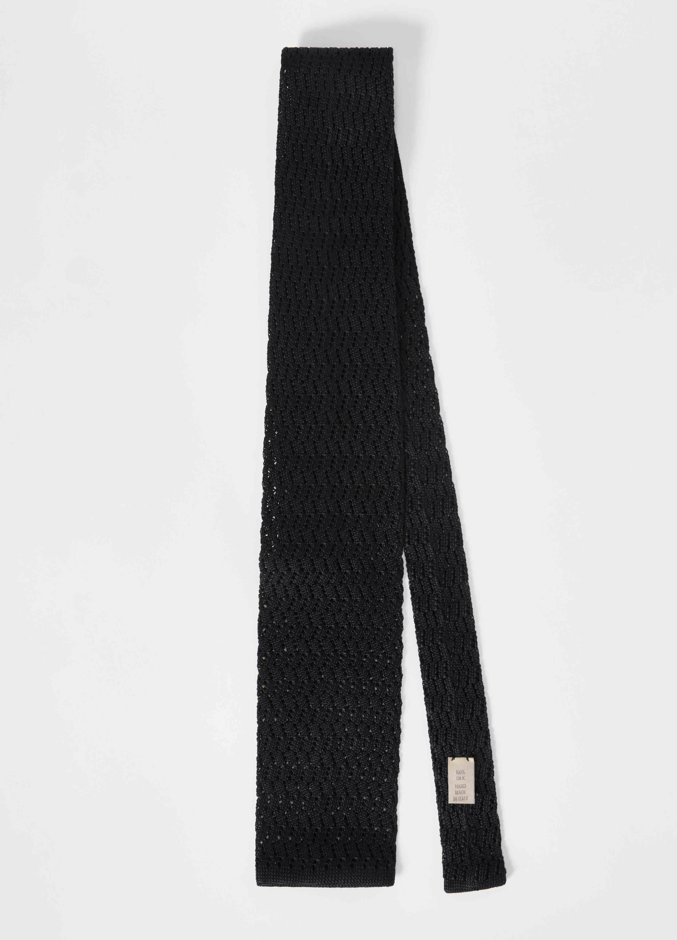 Knitted Zig Zag Tie - Black | Berg & Berg