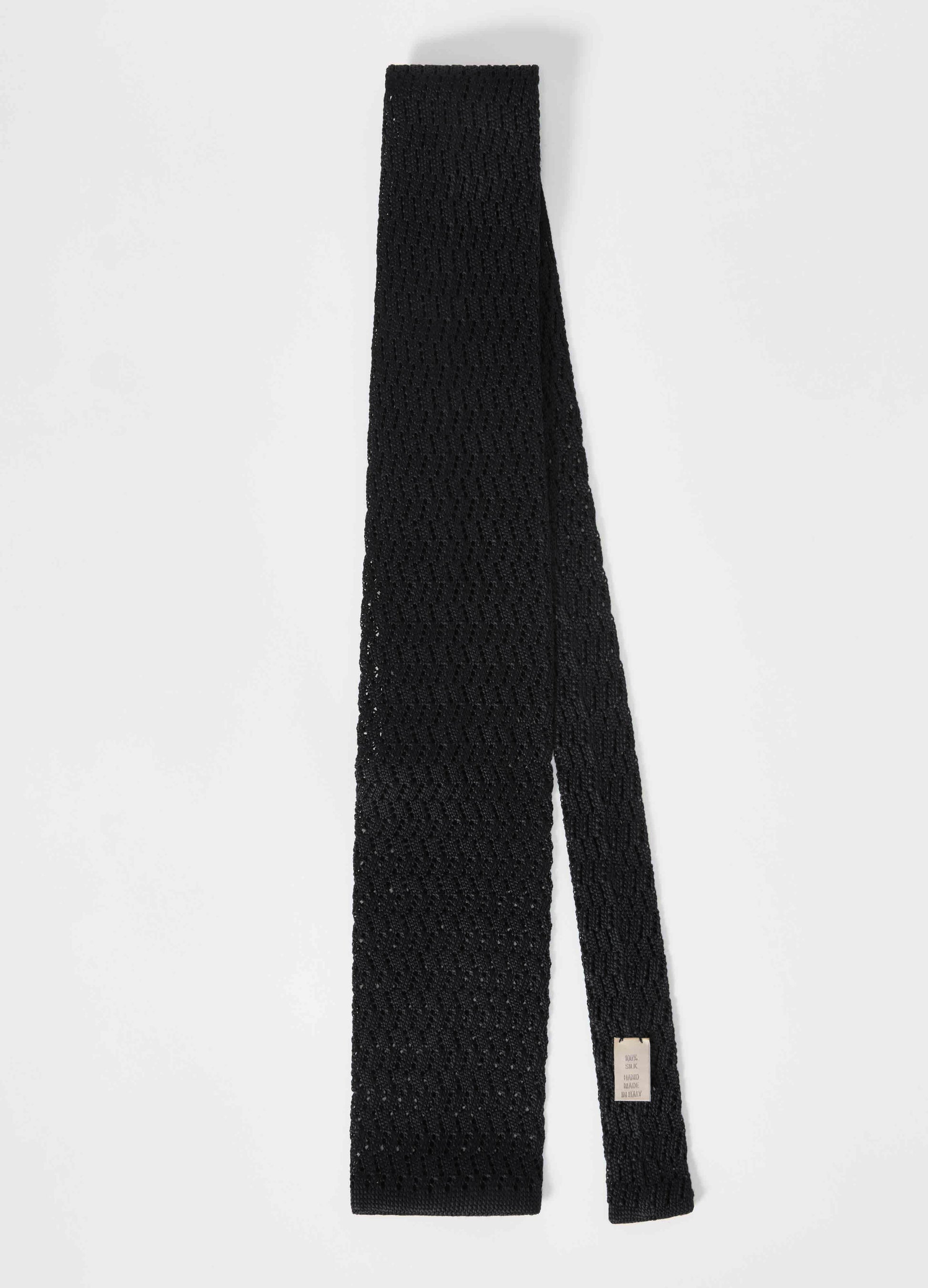Knitted Zig Zag Tie - Black | Berg & Berg