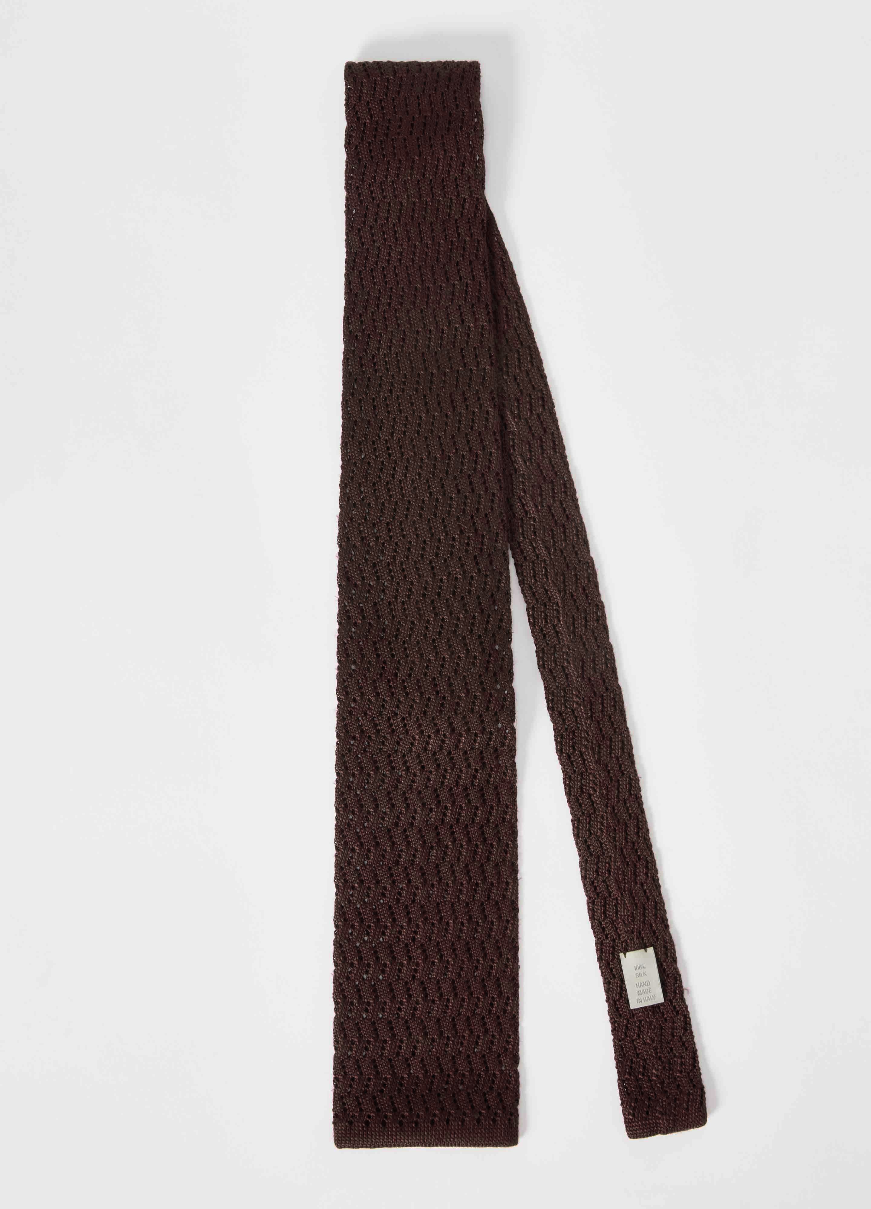 Knitted Zig Zag Tie - Dark Brown | Berg & Berg