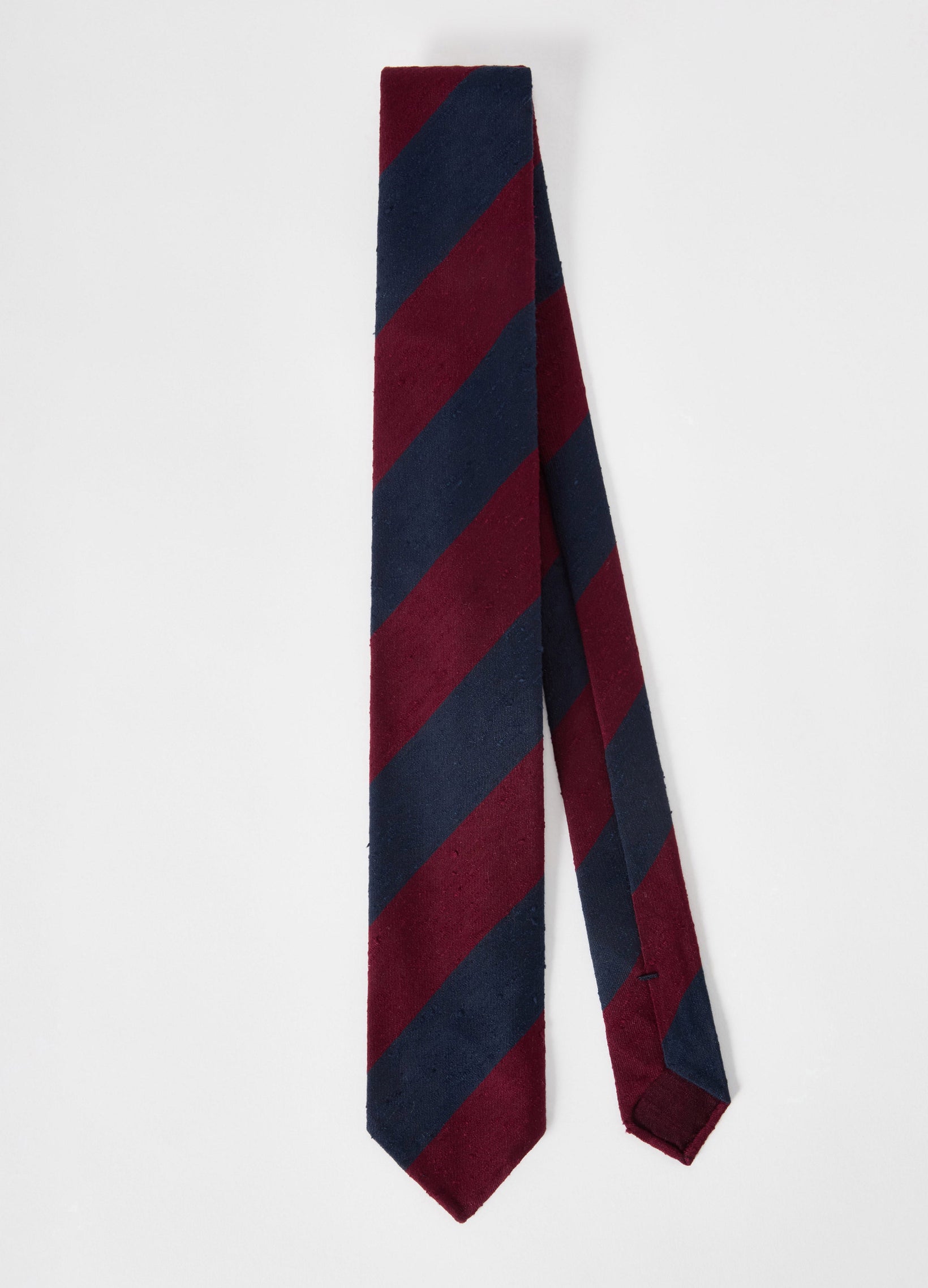 Shantung Block Stripe Tie - Navy/Burgundy Berg & Berg