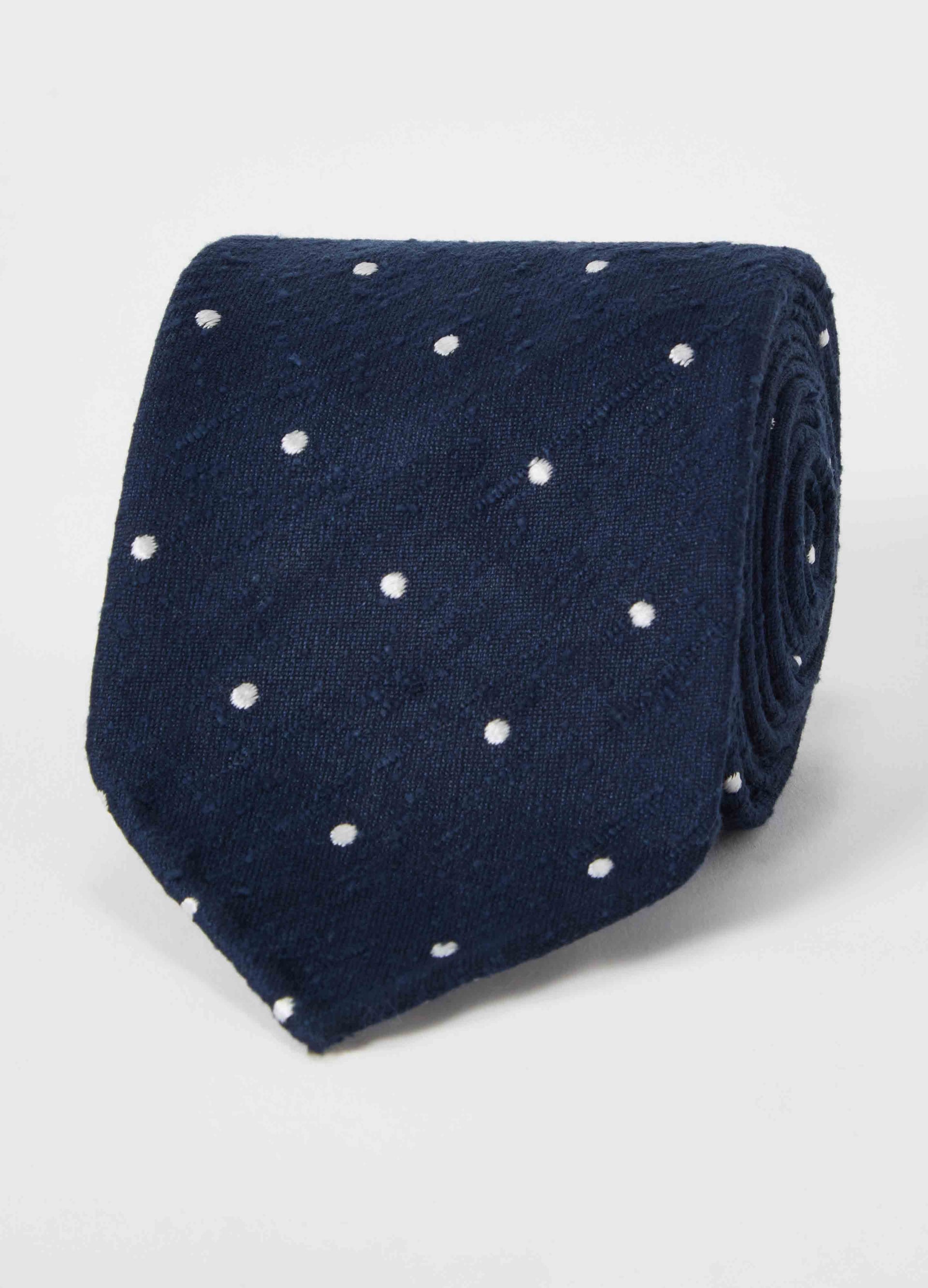 Shantung Polka Dot Tie - Navy/White Berg & Berg