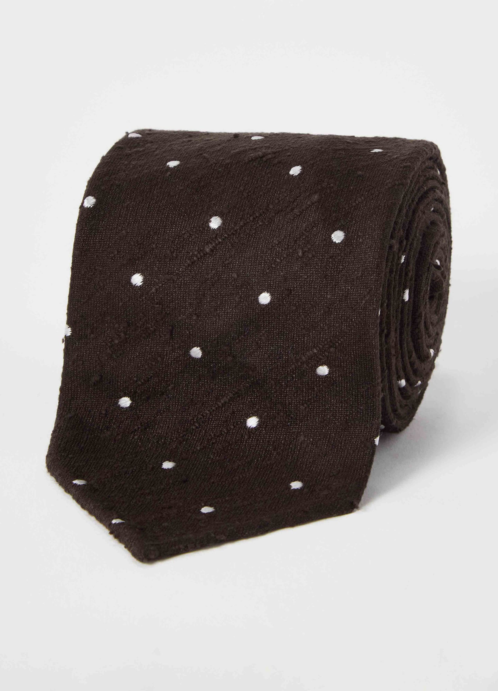 Shantung Polka Dot Tie - Dark Brown/White Berg & Berg