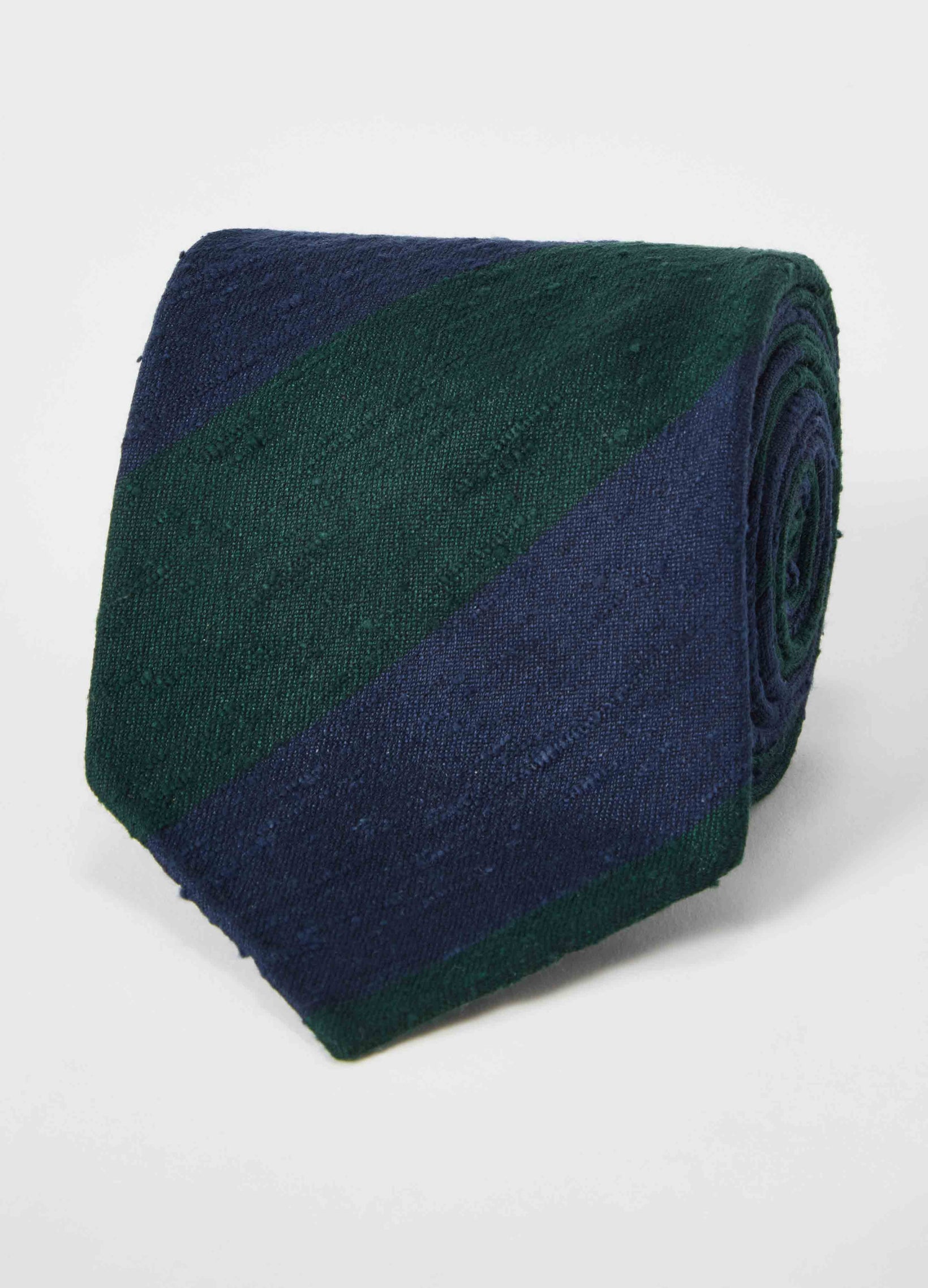 Shantung Block Stripe Tie - Navy/Green Berg & Berg