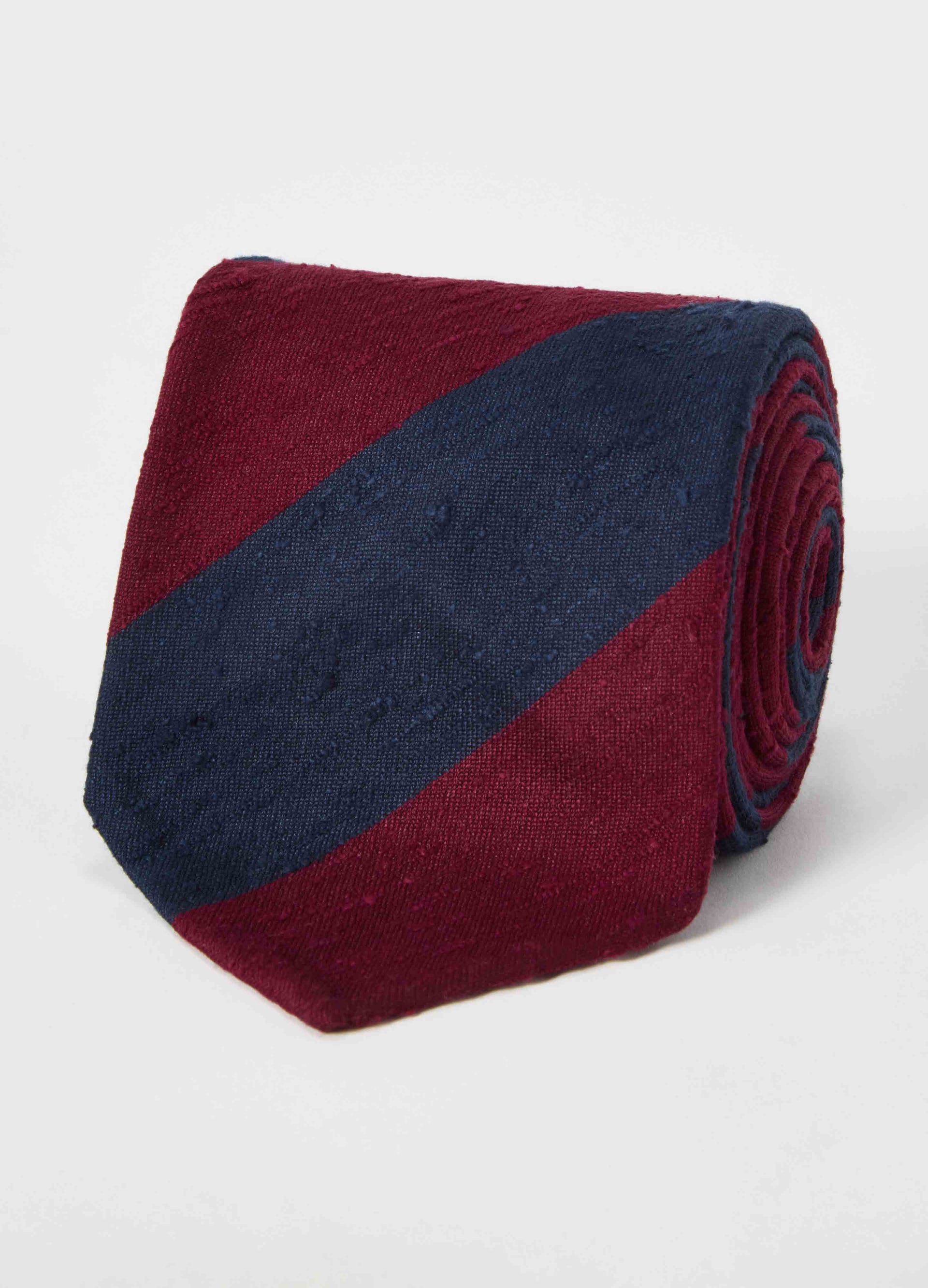 Shantung Block Stripe Tie - Navy/Burgundy Berg & Berg