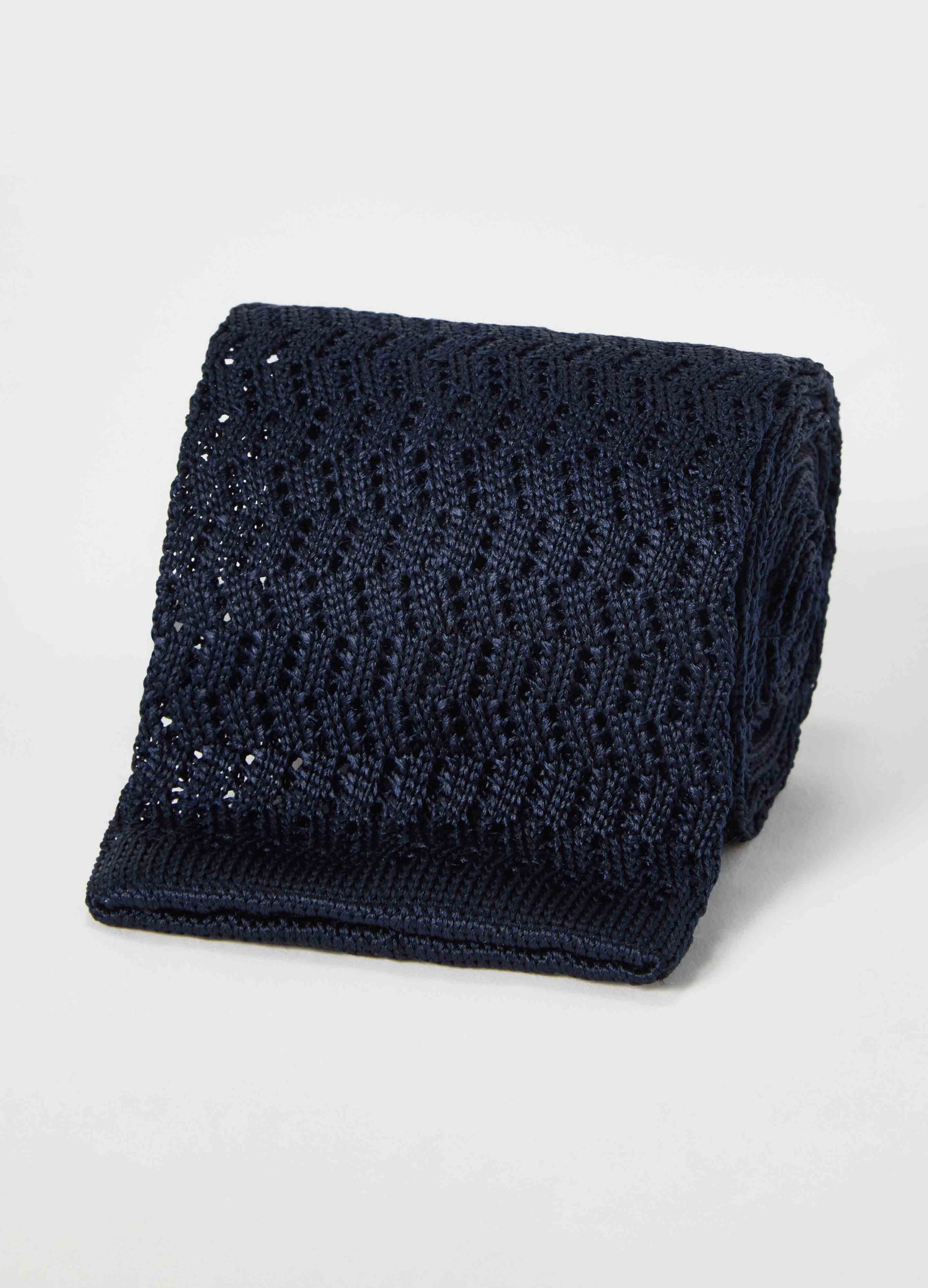 Knitted Zig Zag Tie - Navy | Berg & Berg