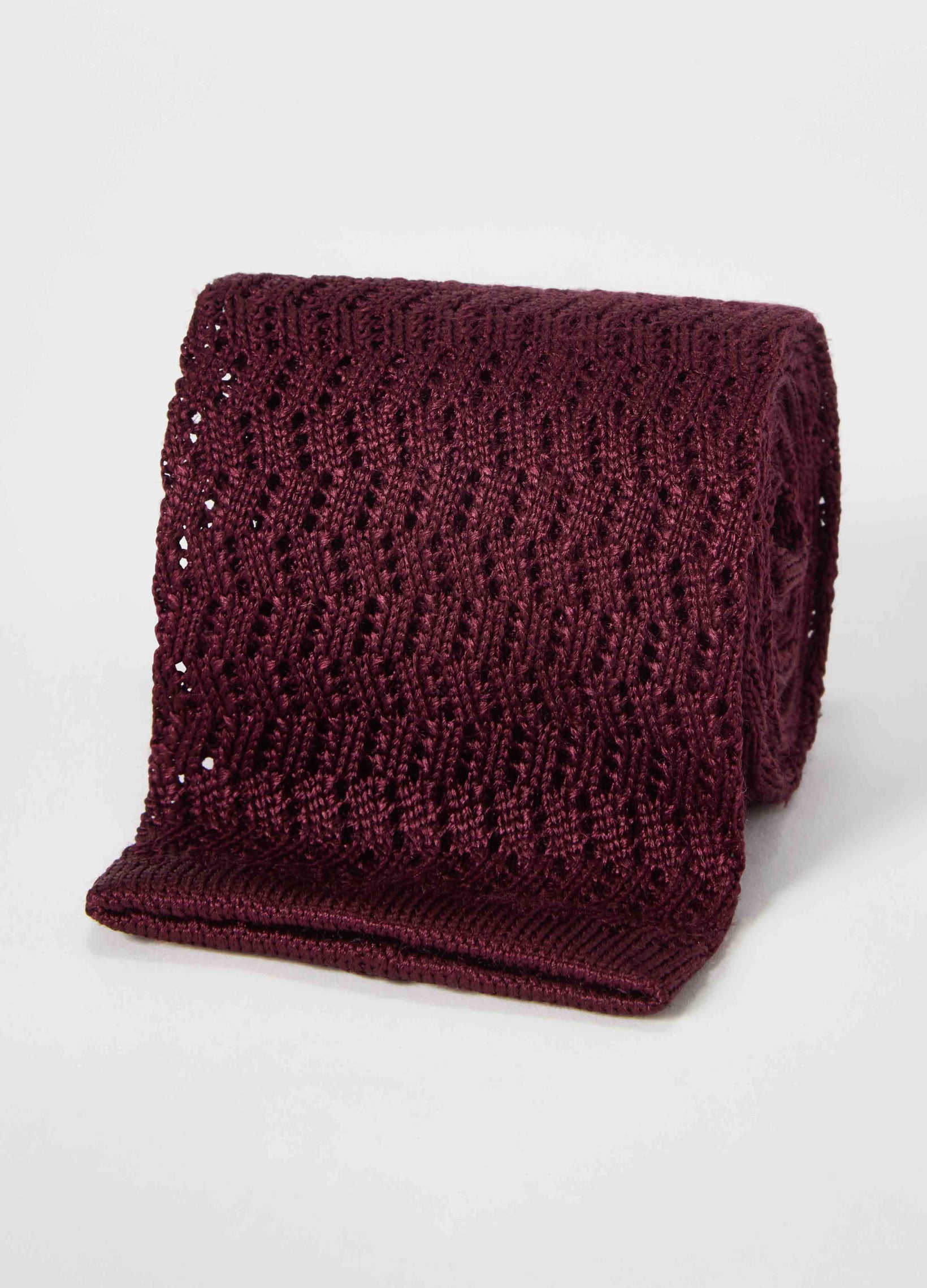 Knitted Zig Zag Tie - Bordeaux Berg & Berg