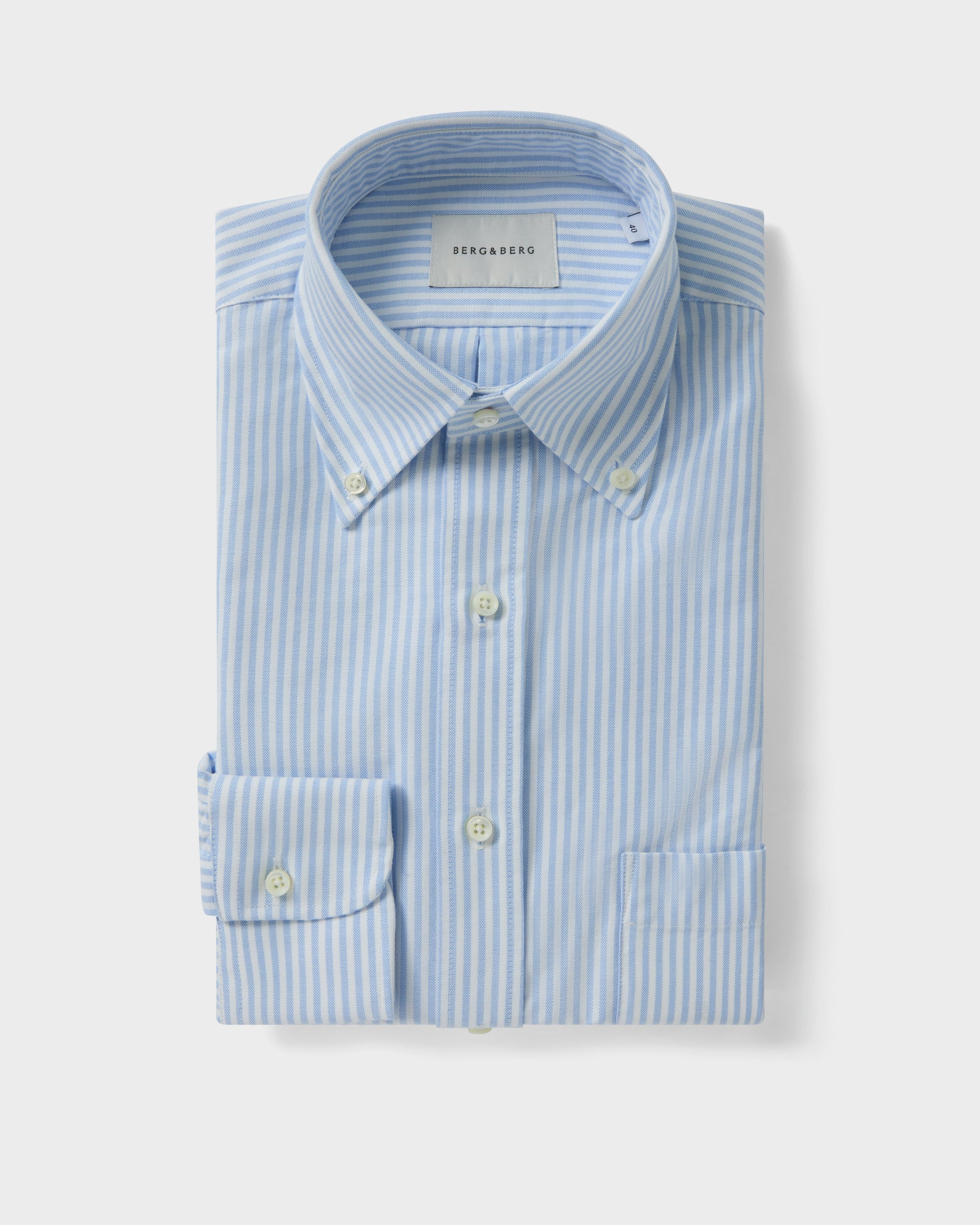 Ferdinand Oxford Button Down Shirt - White/Blue Stripe Berg & Berg
