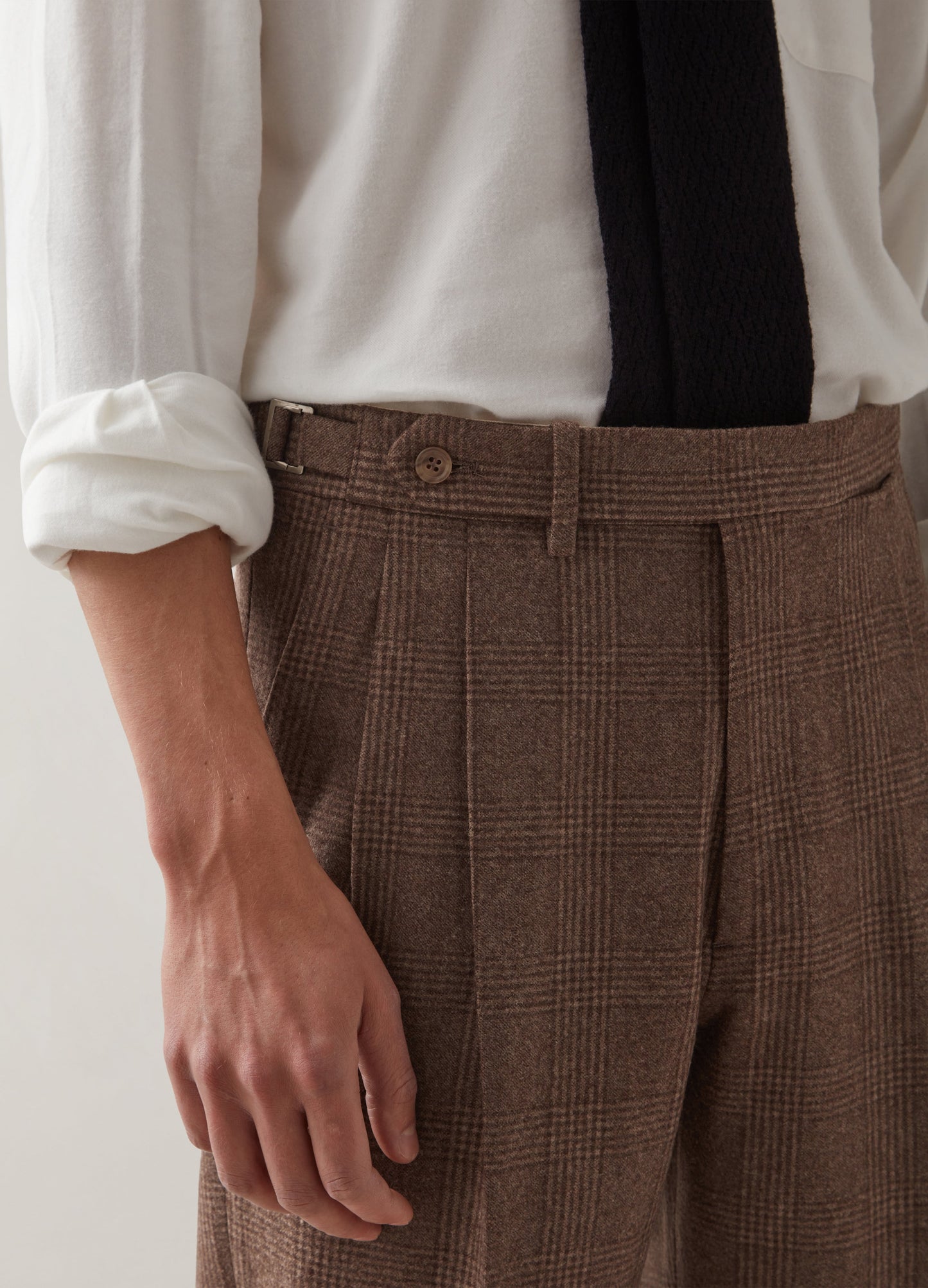 Antonio Glencheck Flannel Trousers - Brown Berg & Berg