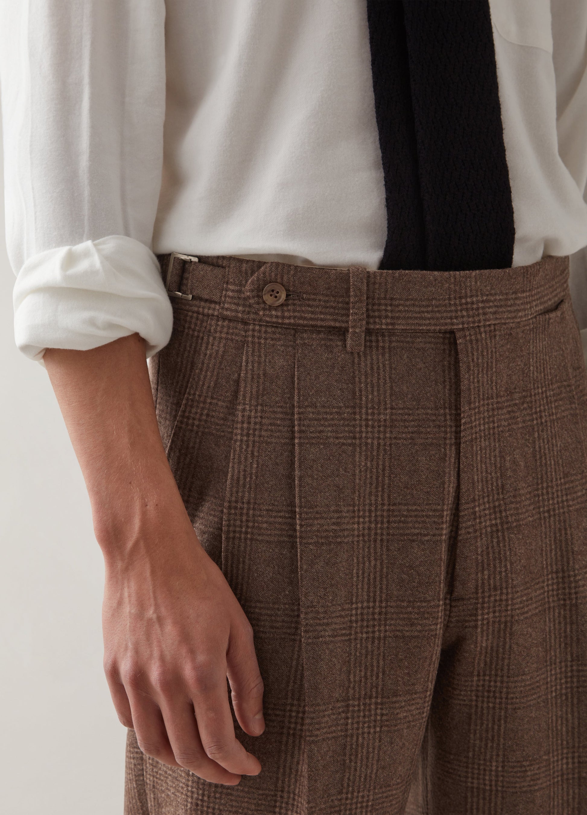 Antonio Glencheck Flannel Trousers - Brown Berg & Berg