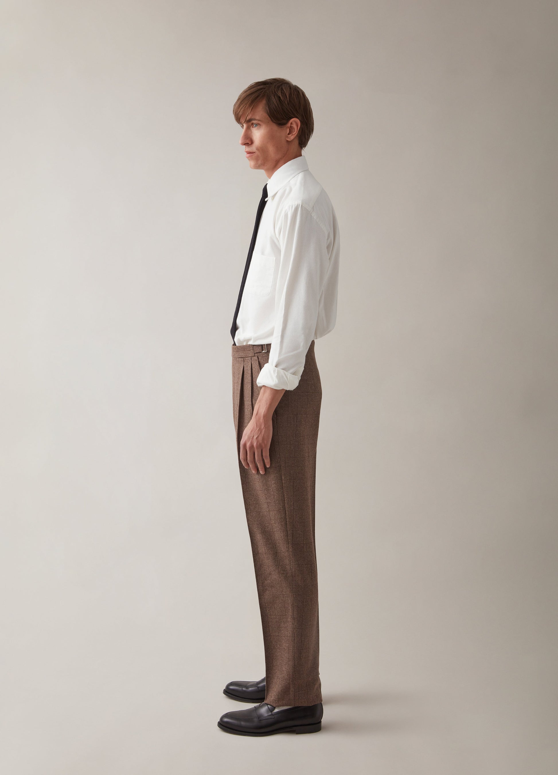 Antonio Glencheck Flannel Trousers - Brown Berg & Berg