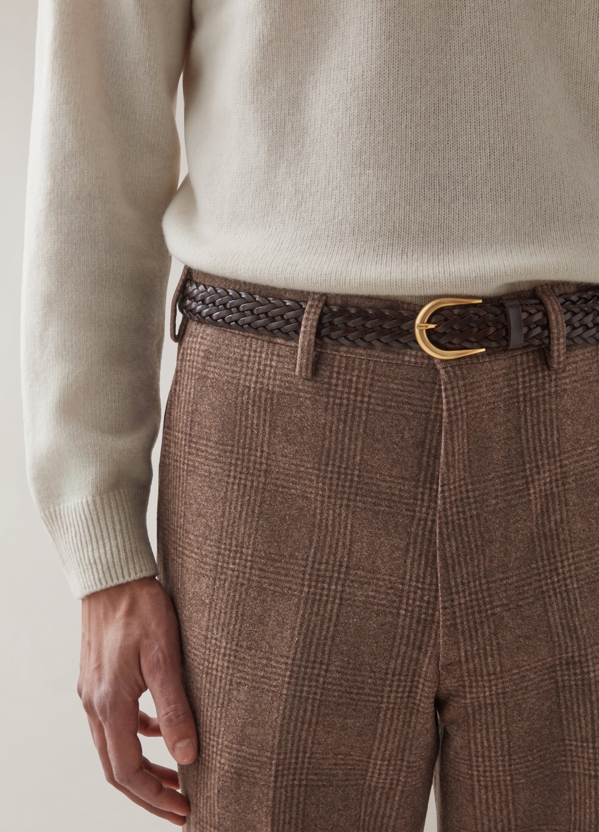 Alf Glencheck Flannel Trousers - Brown Berg & Berg