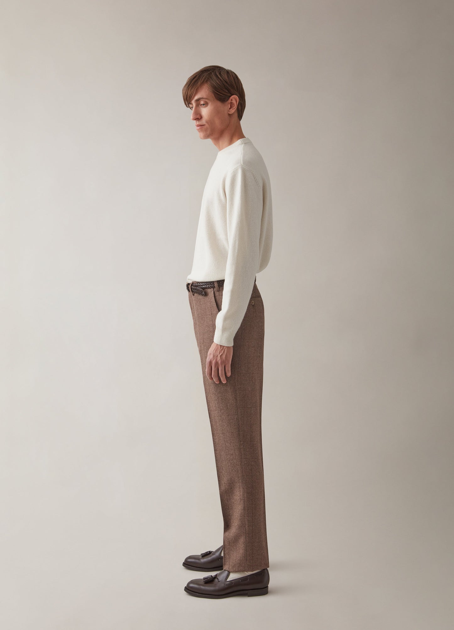 Alf Glencheck Flannel Trousers - Brown Berg & Berg