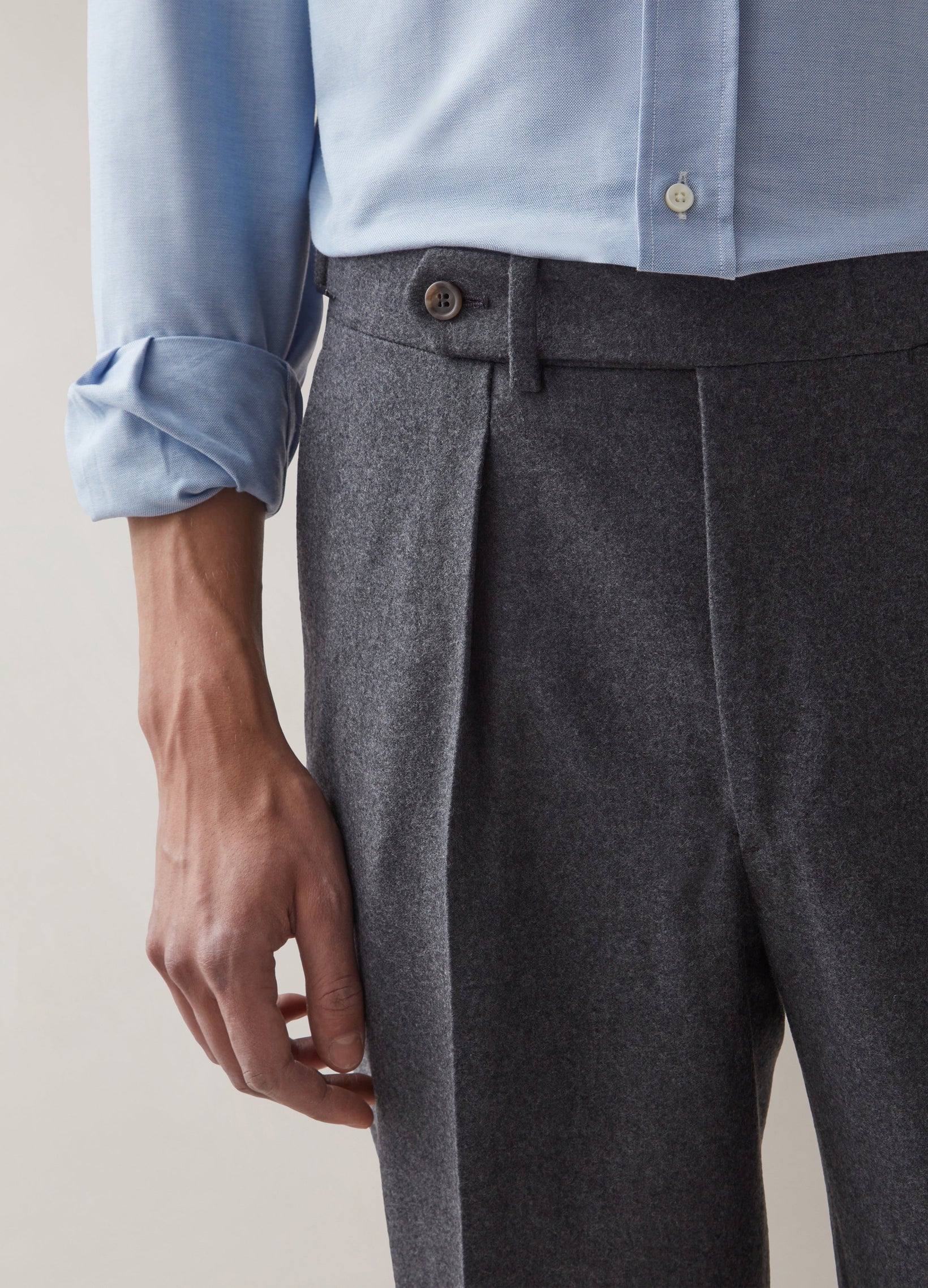 Arnold Flannel Trousers - Mid Grey Berg & Berg