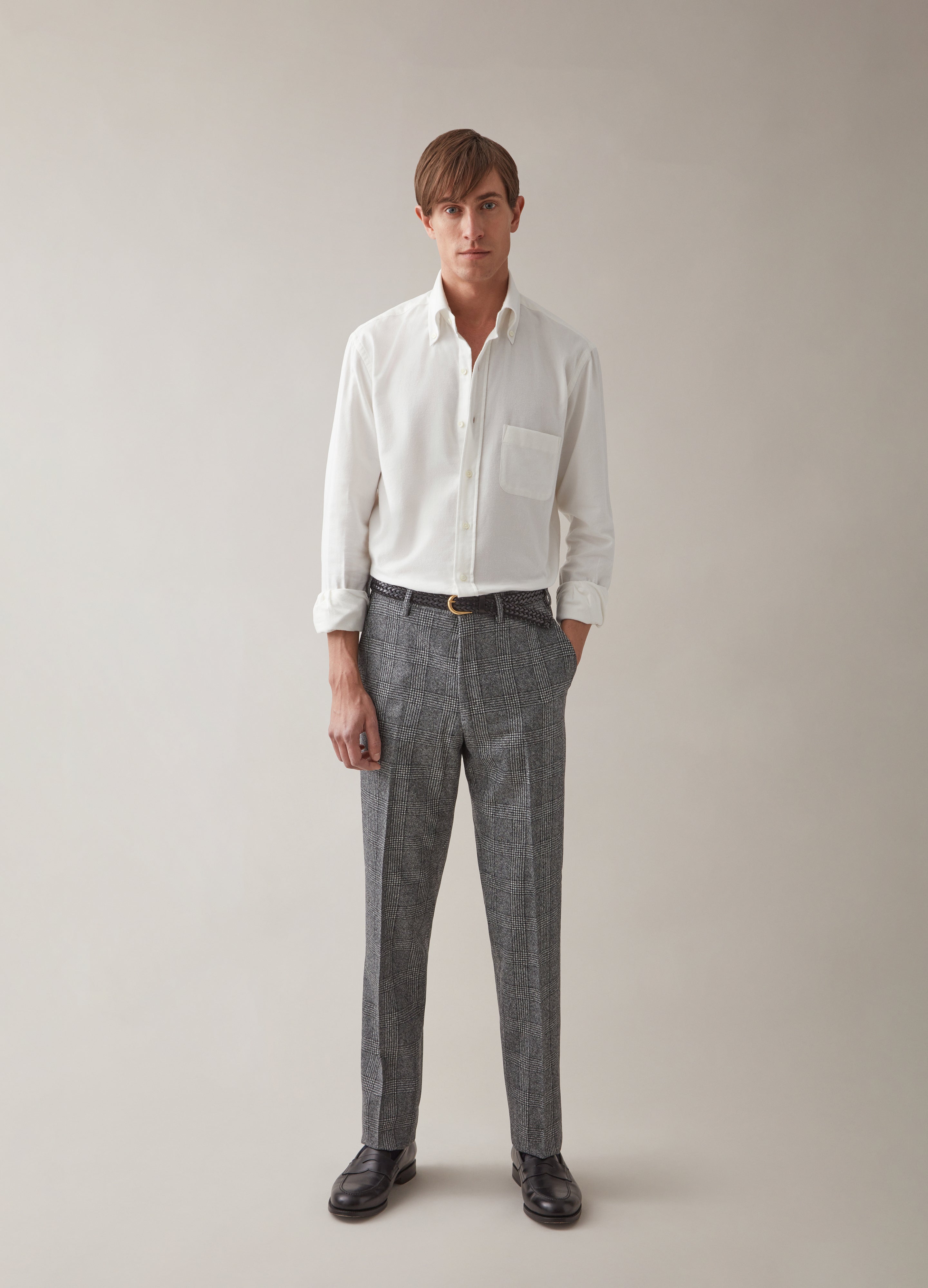 Alf Glencheck Flannel Trousers - Grey Berg & Berg
