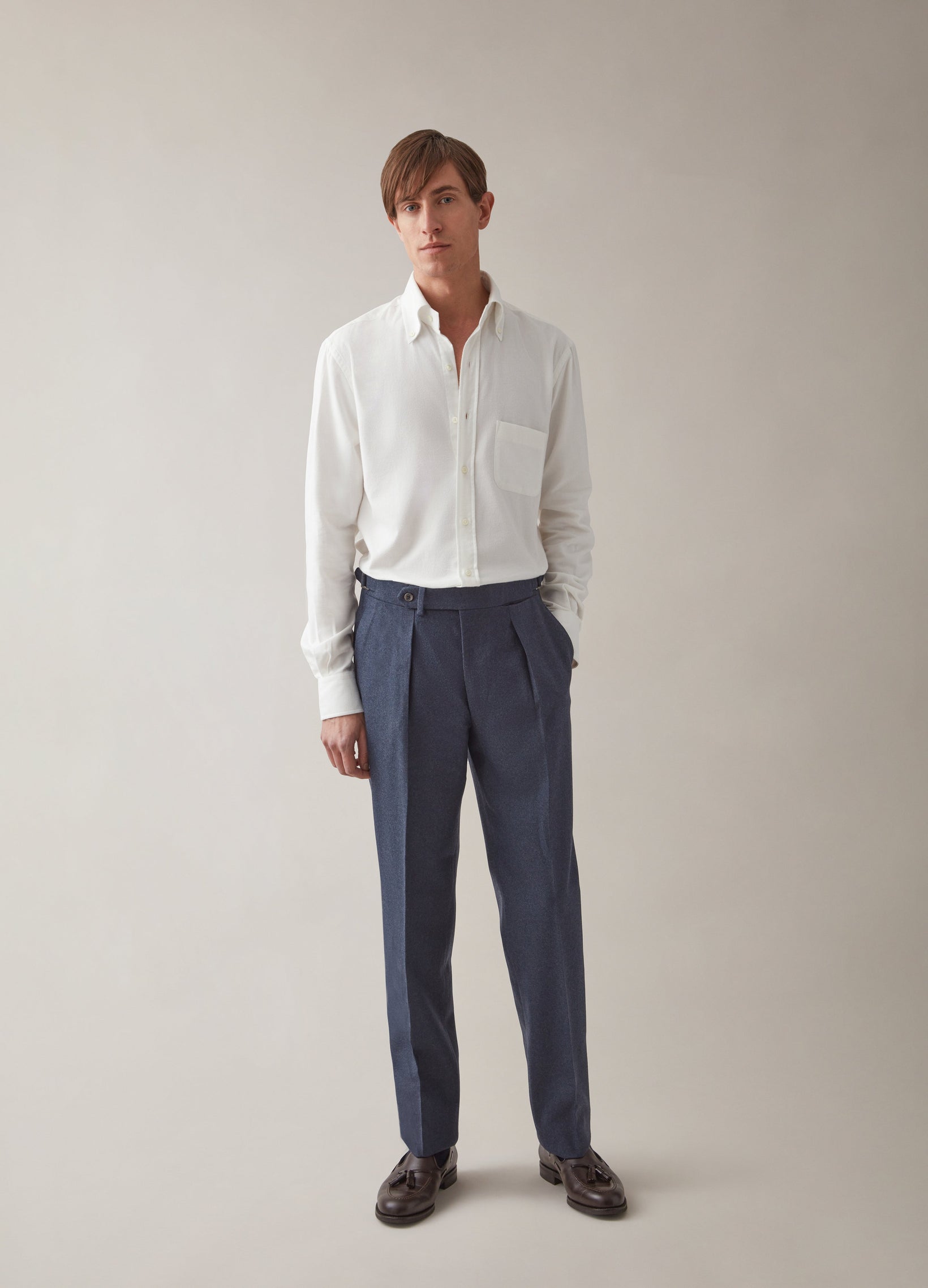Arnold Flannel Trousers - Air Force Blue Berg & Berg