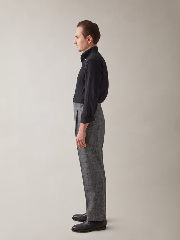 Grey Wool Flannel Flat Front Trouser – Drakes