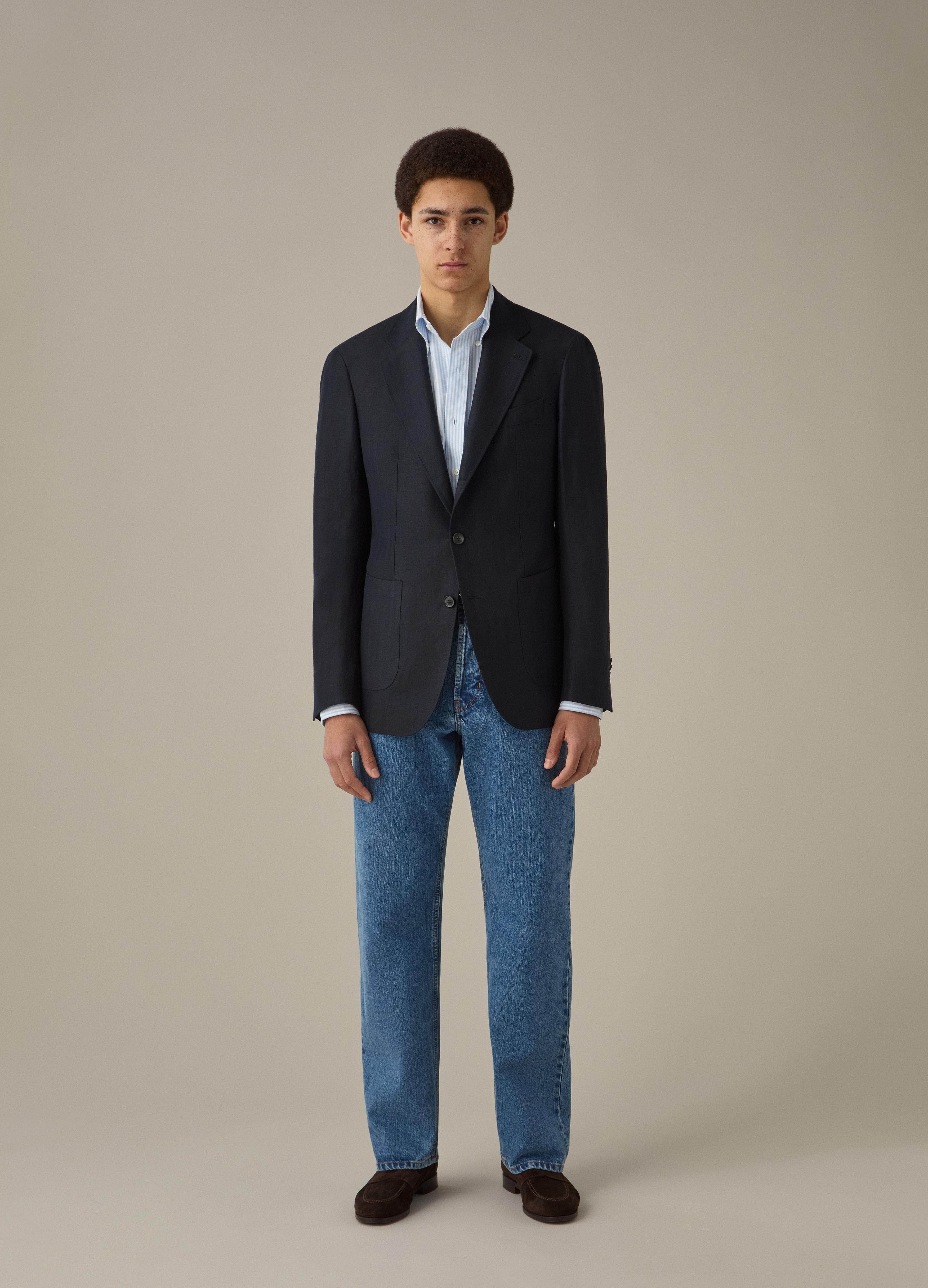 Don Sport Herringbone Jacket - Navy Berg & Berg