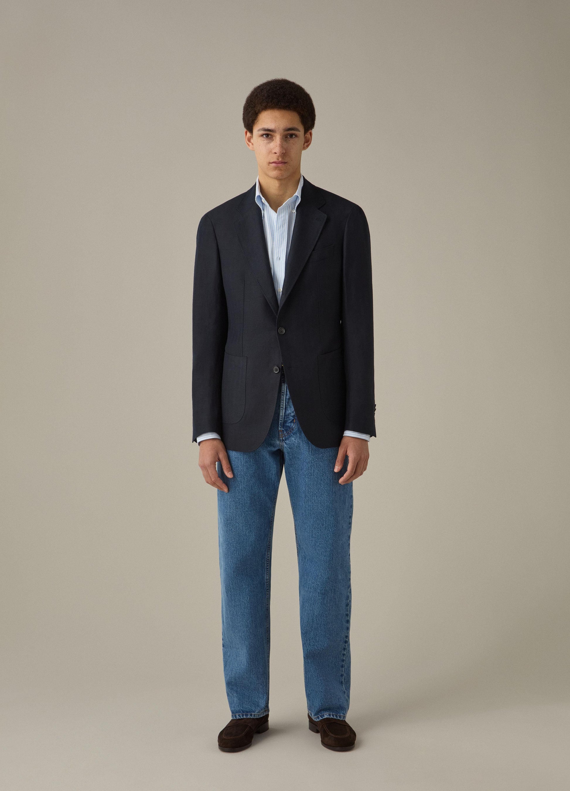 Don Sport Herringbone Jacket - Navy Berg & Berg