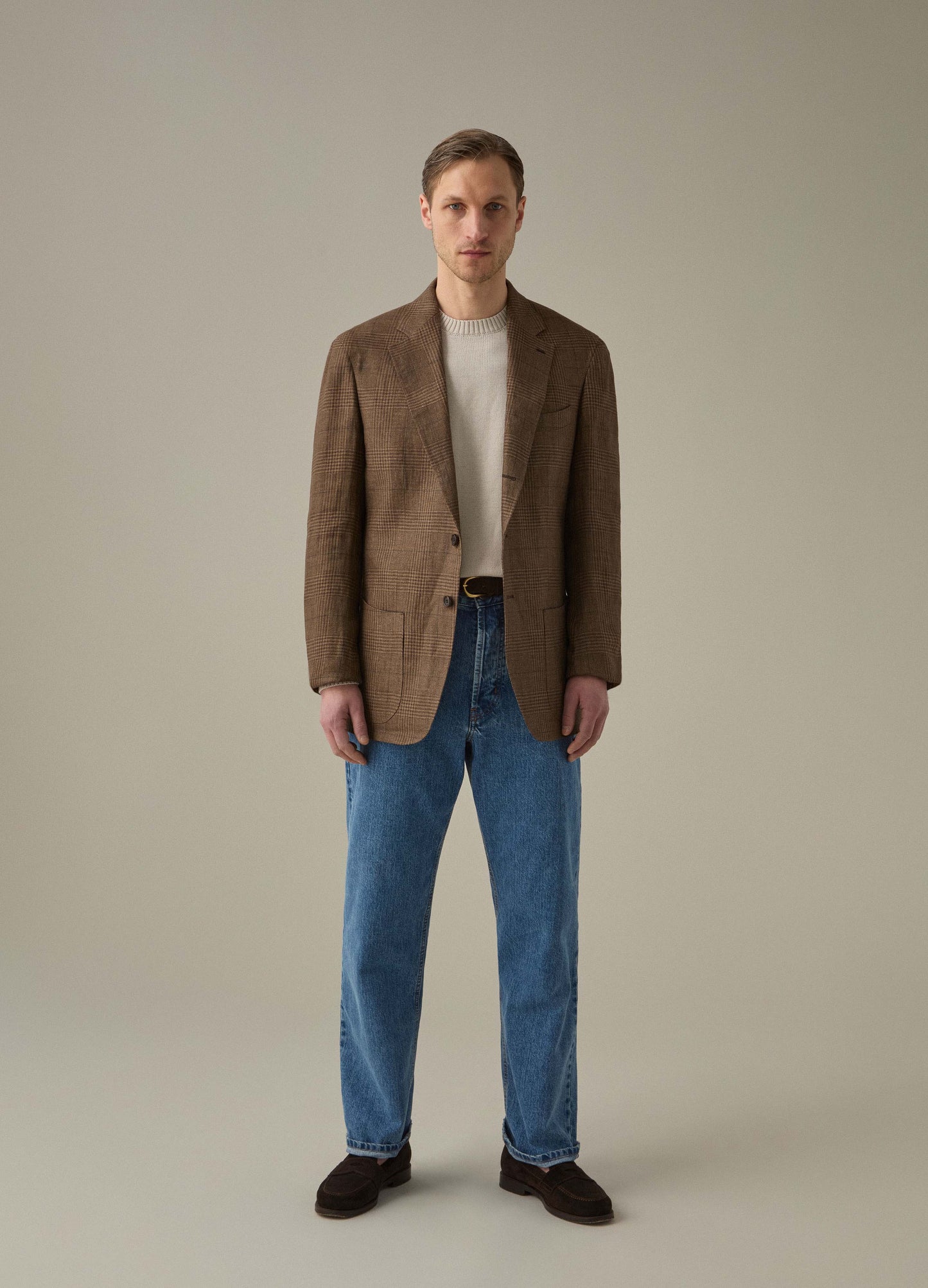Don Sport Linen Glencheck Jacket - Brown Berg & Berg