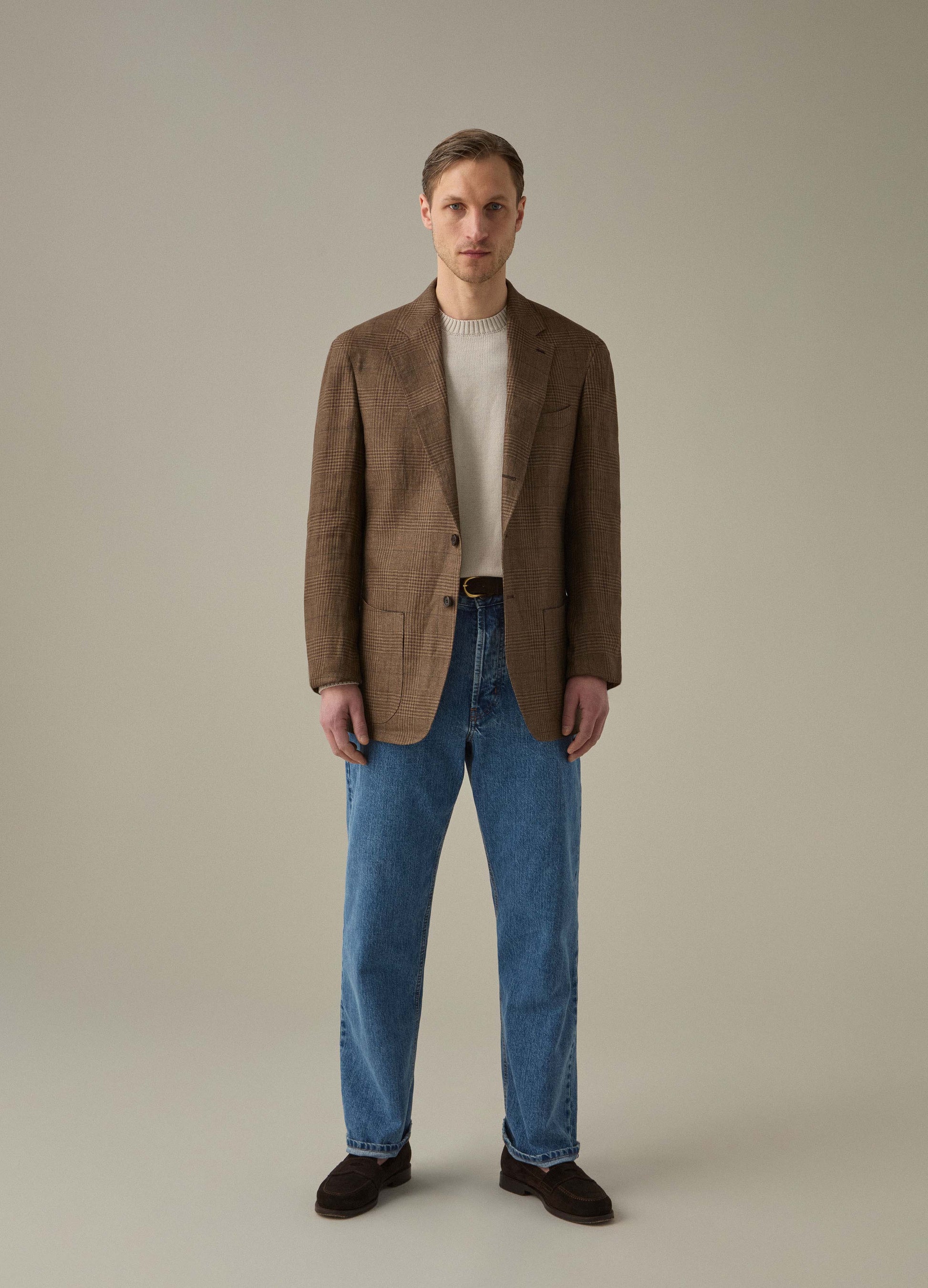 Don Sport Linen Glencheck Jacket - Brown Berg & Berg