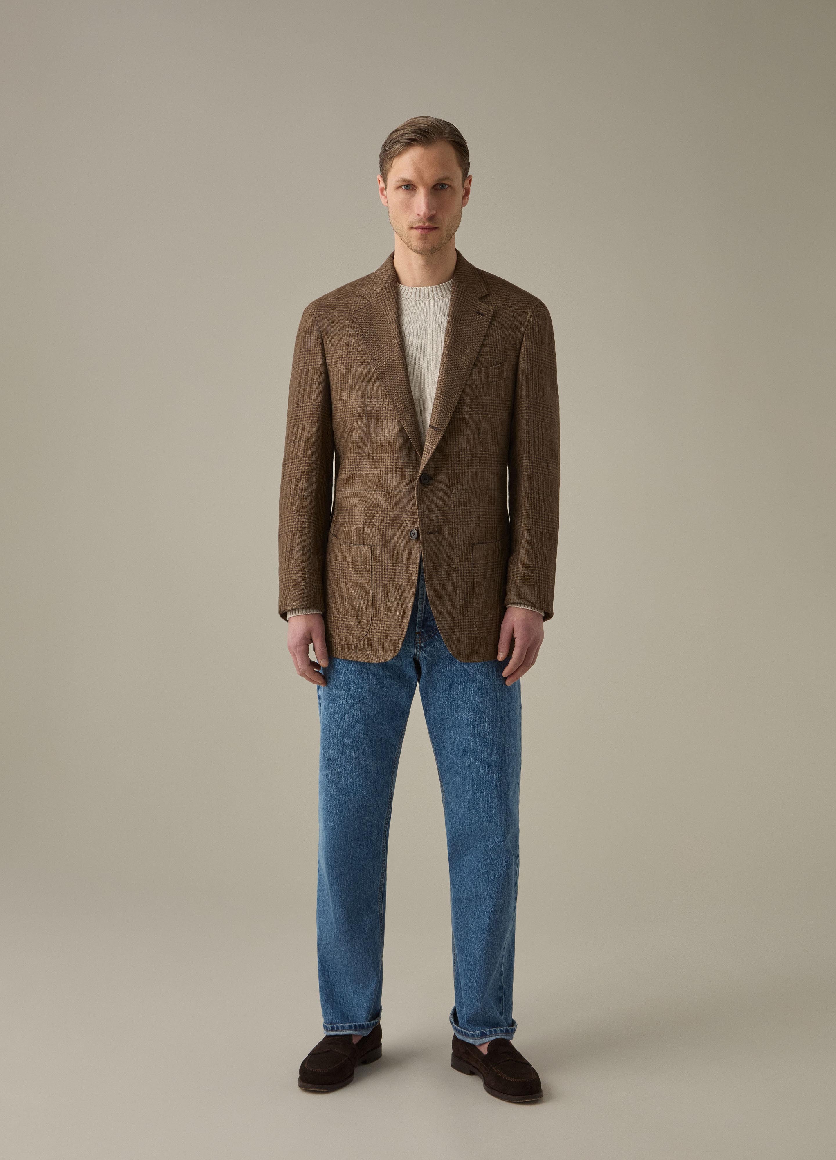 Don Sport Linen Glencheck Jacket - Brown Berg & Berg